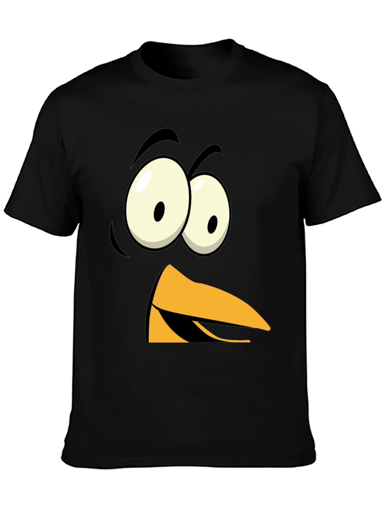 Funny Angry Bird Face Graphic Tee - Black
