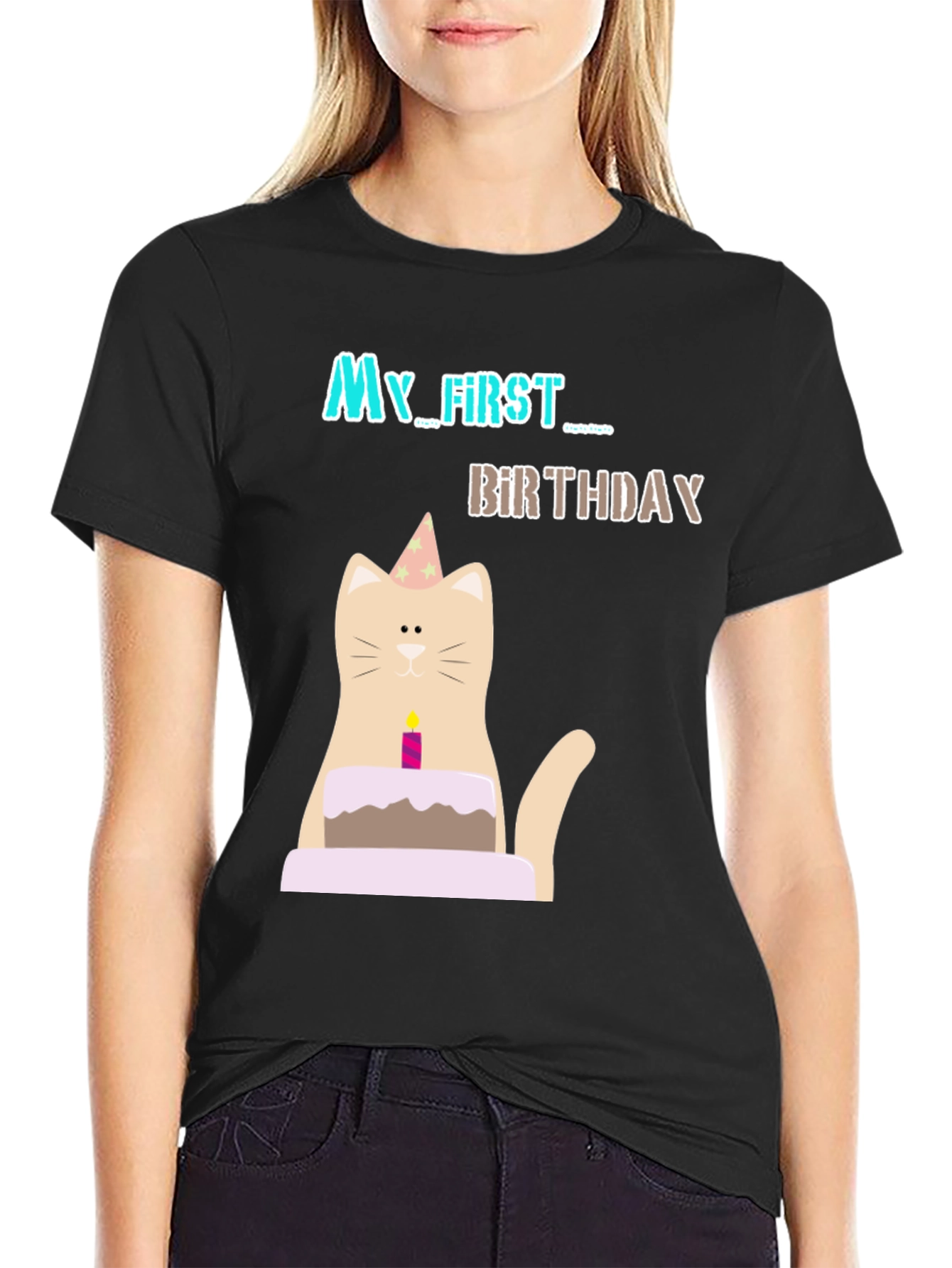 My First Birthday Cat Graphic T-Shirt