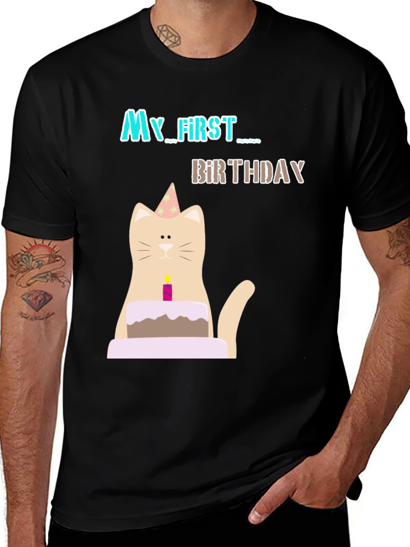 My First Birthday Cat Graphic T-Shirt