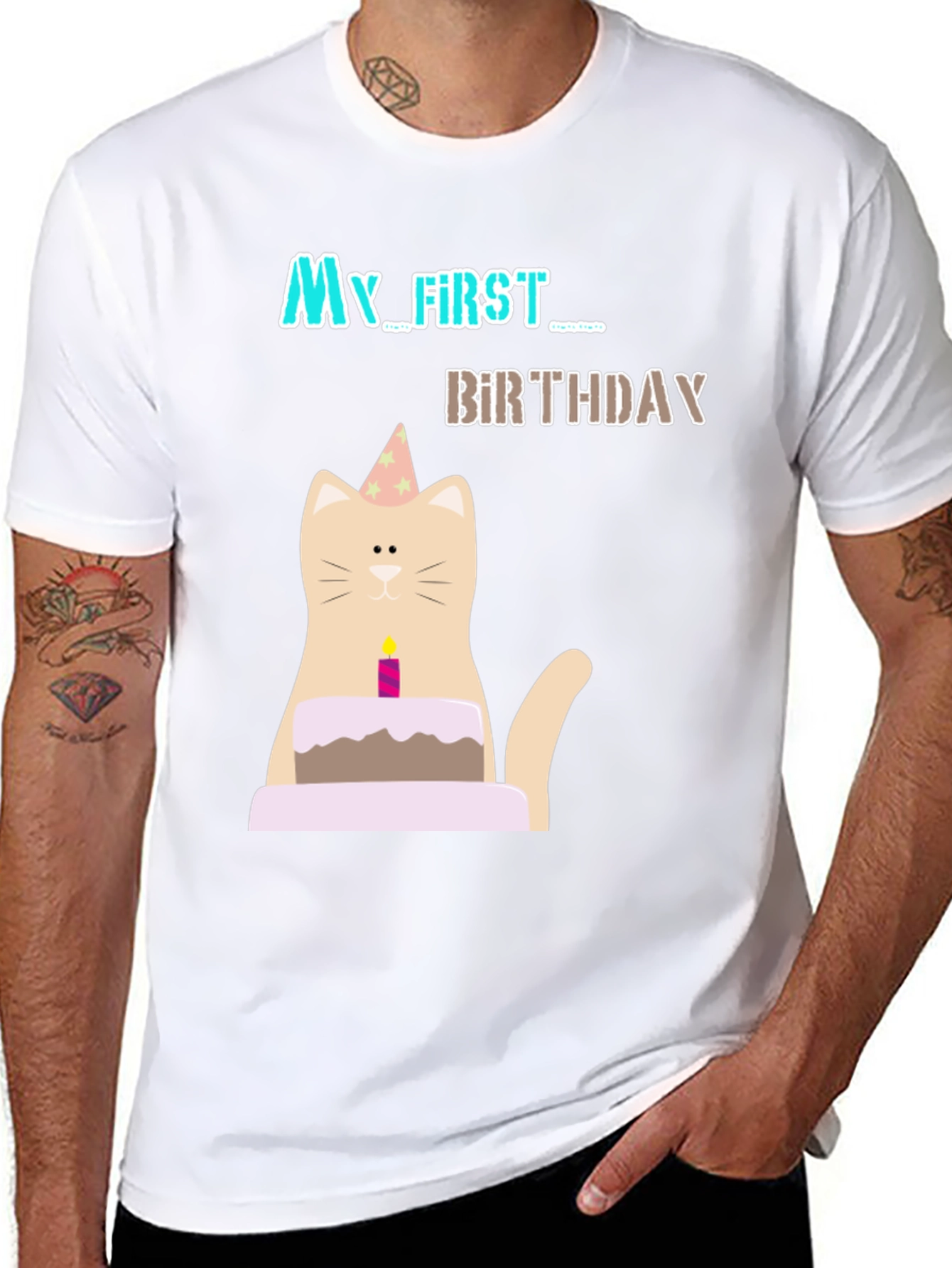 My First Birthday Cat Graphic T-Shirt