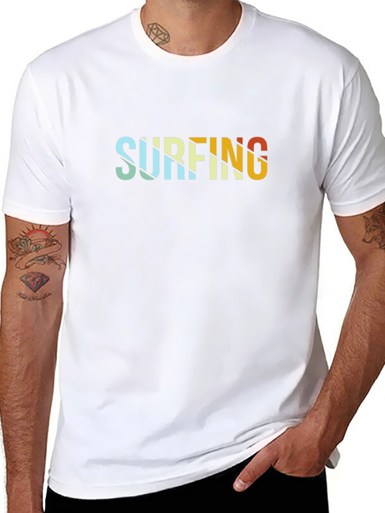 Retro Surfing Graphic Black Tee