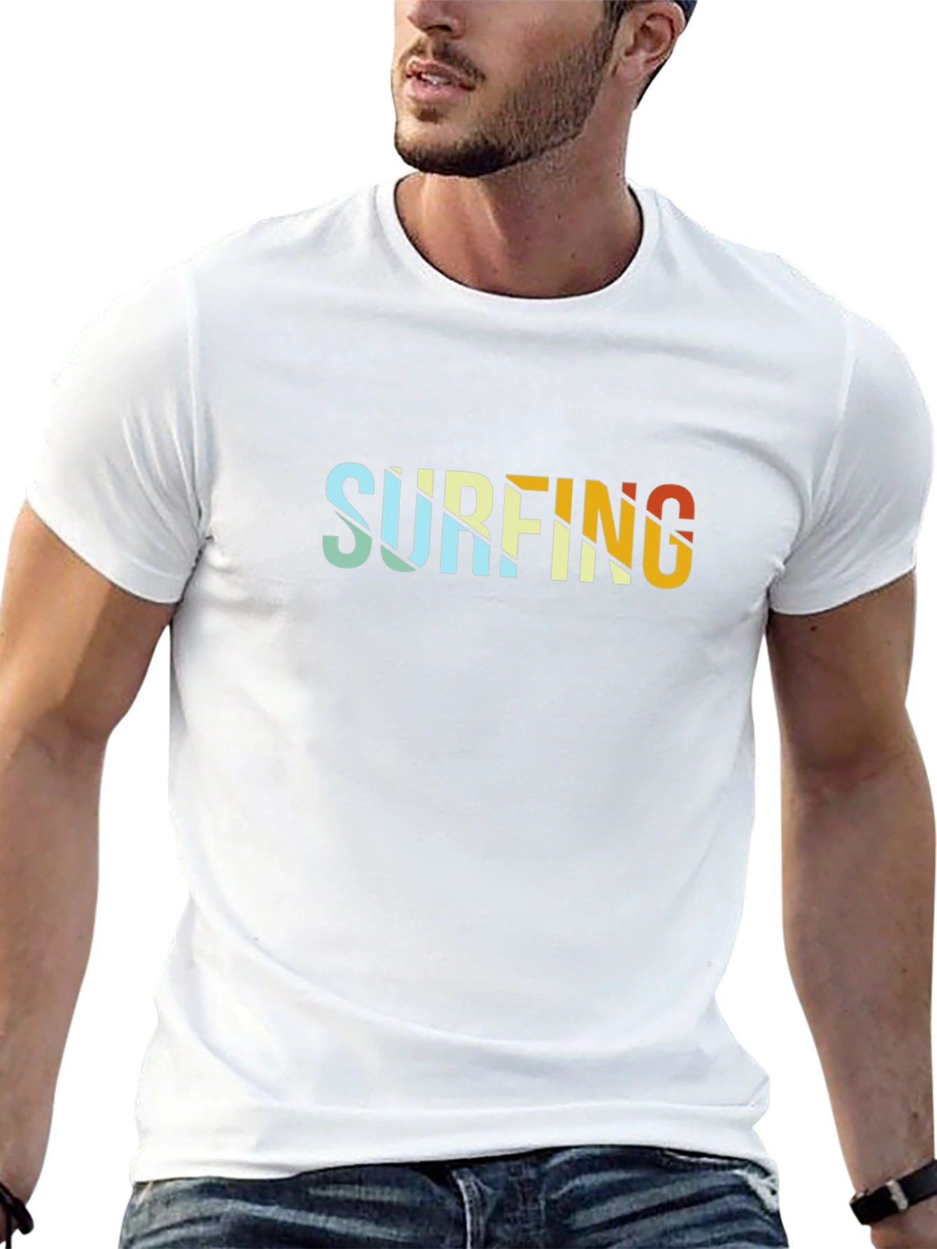 Retro Surfing Graphic Black Tee