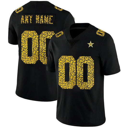 Custom1 Dallas Cowboys Jerseys Black Limited Fashion Vapor Leopard Print Stitched  Football Jerseys