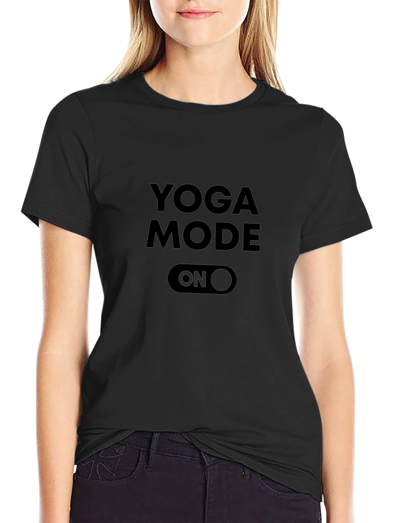 Yoga Mode On Graphic Tee - Black Cotton T-Shirt