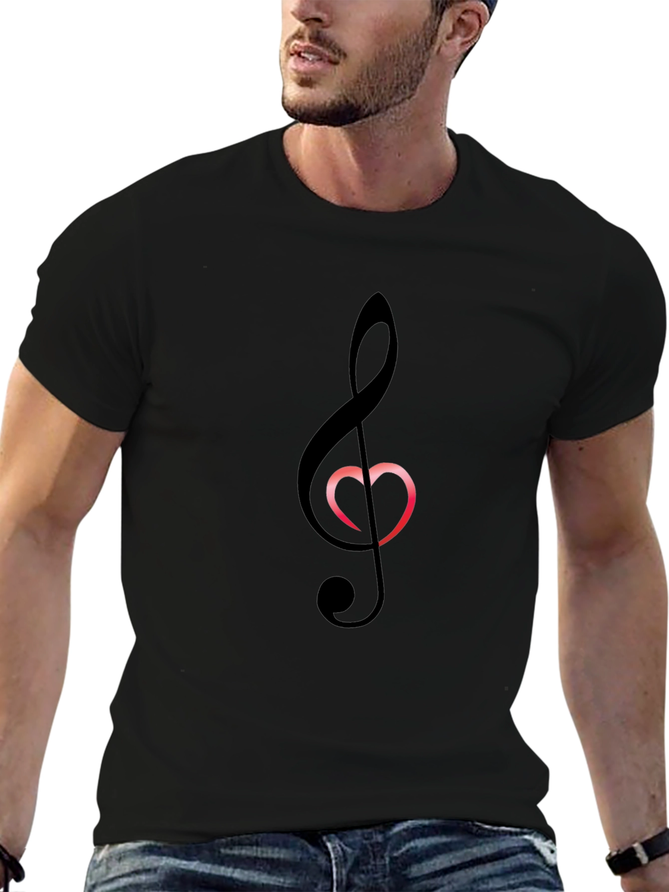 Musical Heart T-Shirt - Black Cotton Blend Tee