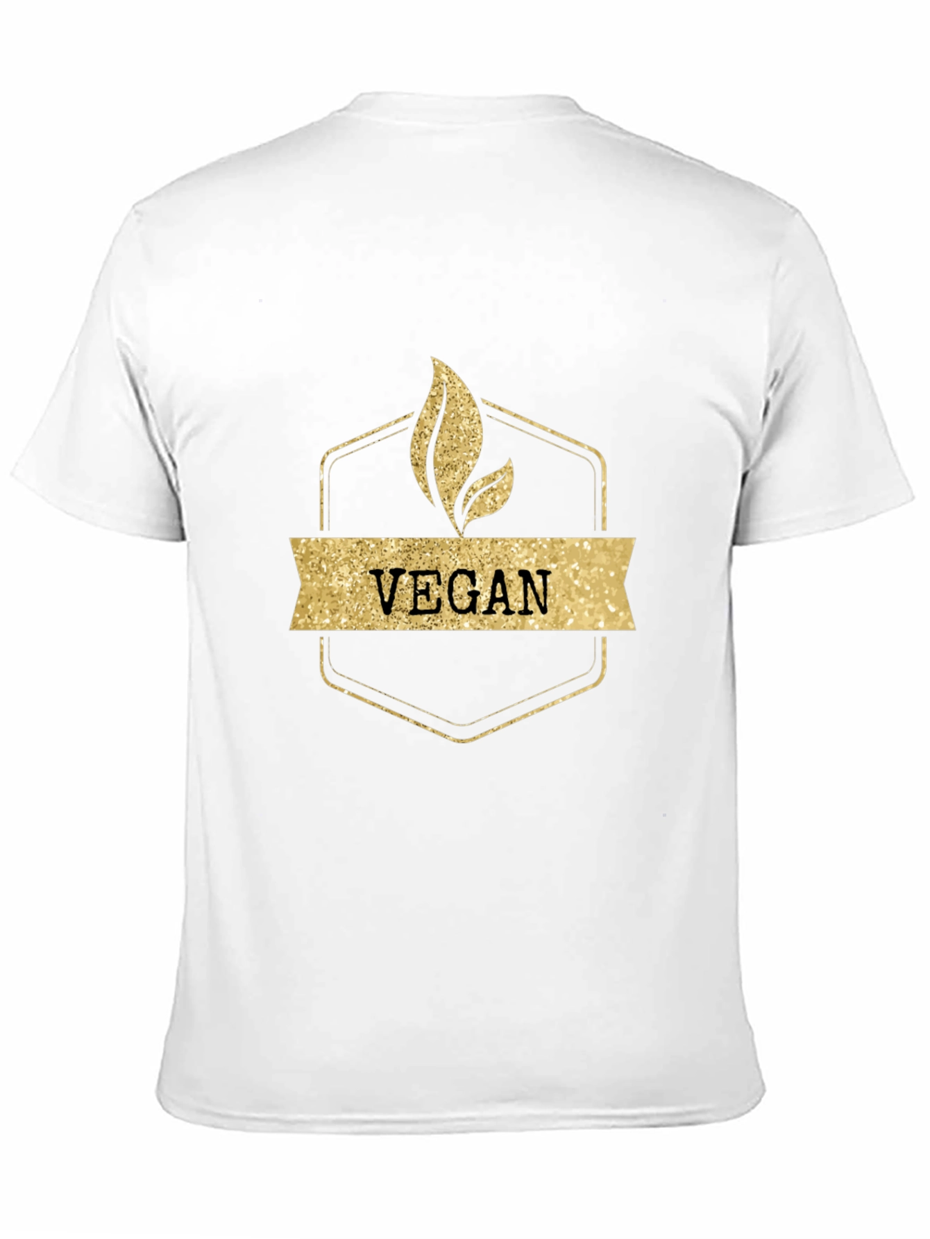 Vegan Gold Glitter Design Black T-Shirt