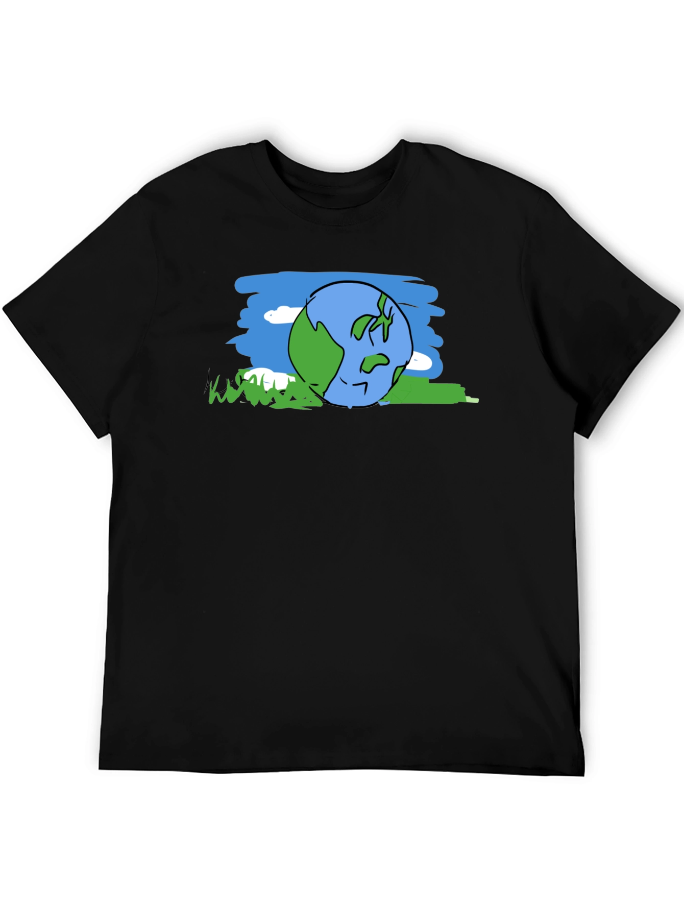 Cartoon Earth Graphic Tee - Black
