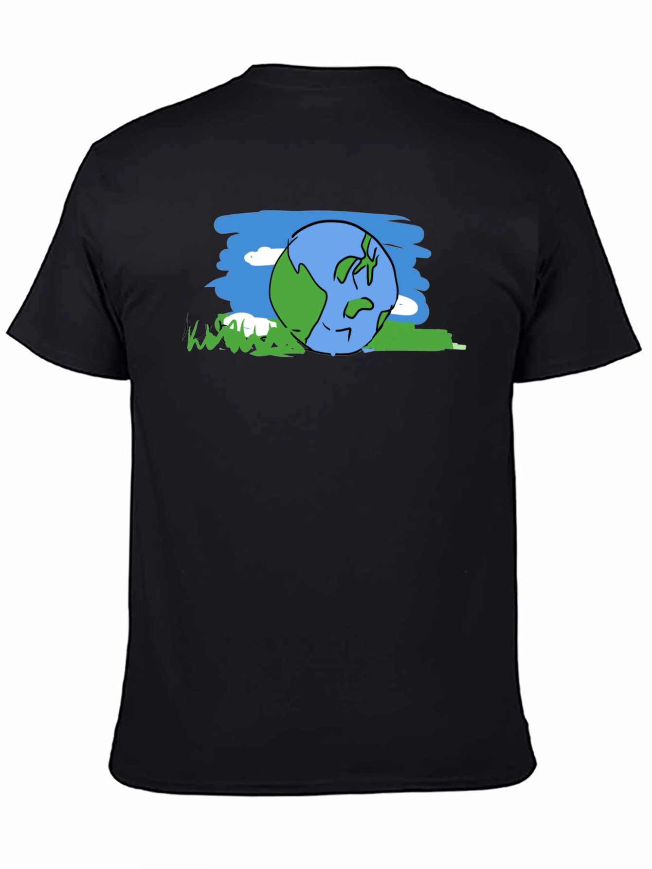 Cartoon Earth Graphic Tee - Black