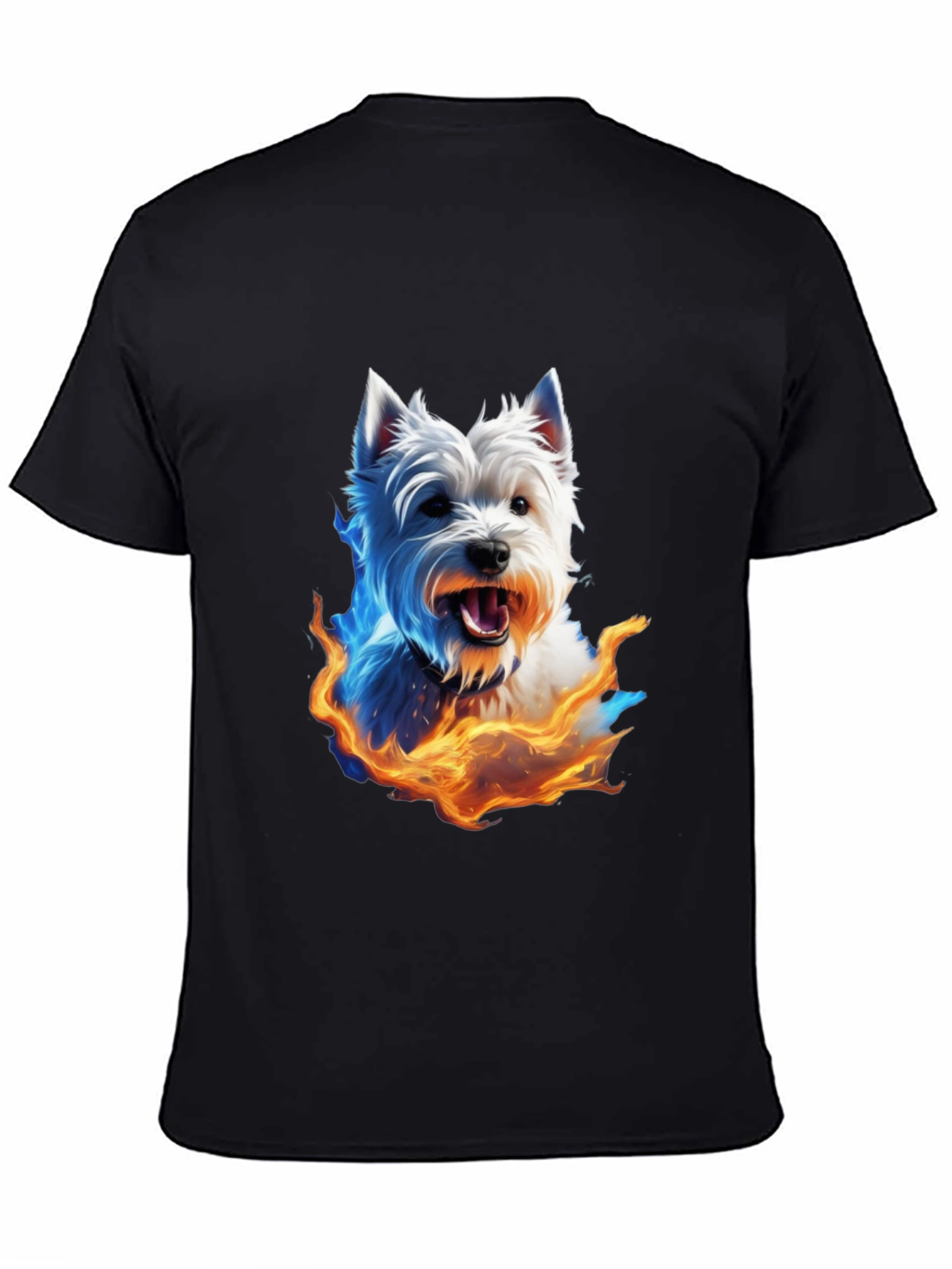 Fiery Westie Dog Graphic Tee - Black