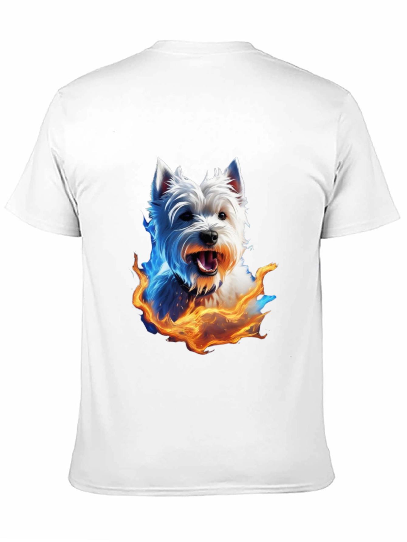 Fiery Westie Dog Graphic Tee - Black