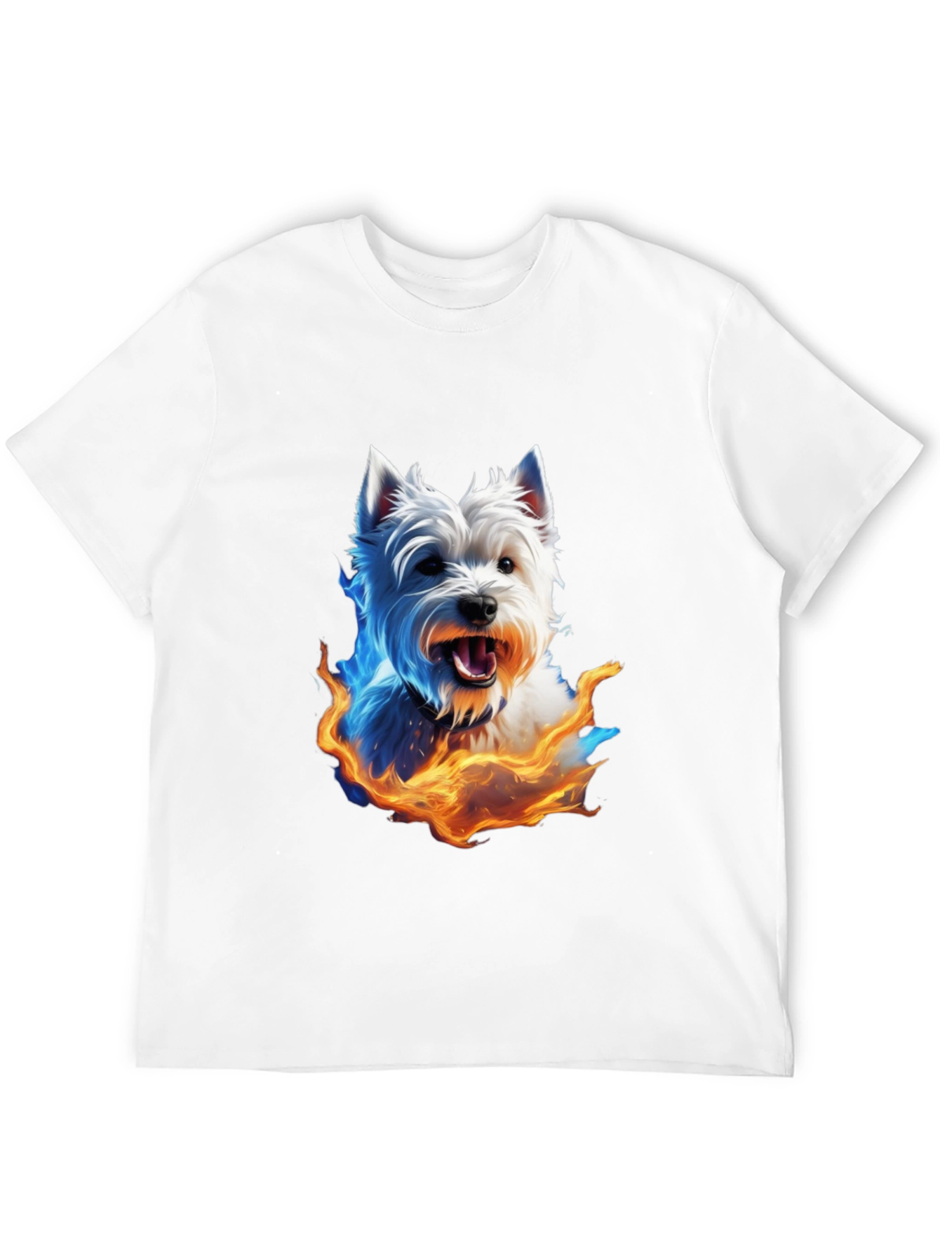 Fiery Westie Dog Graphic Tee - Black