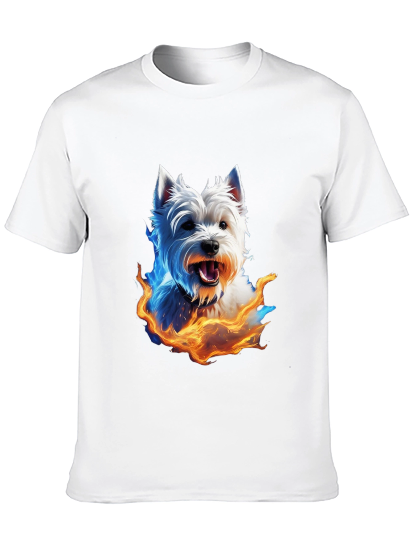 Fiery Westie Dog Graphic Tee - Black