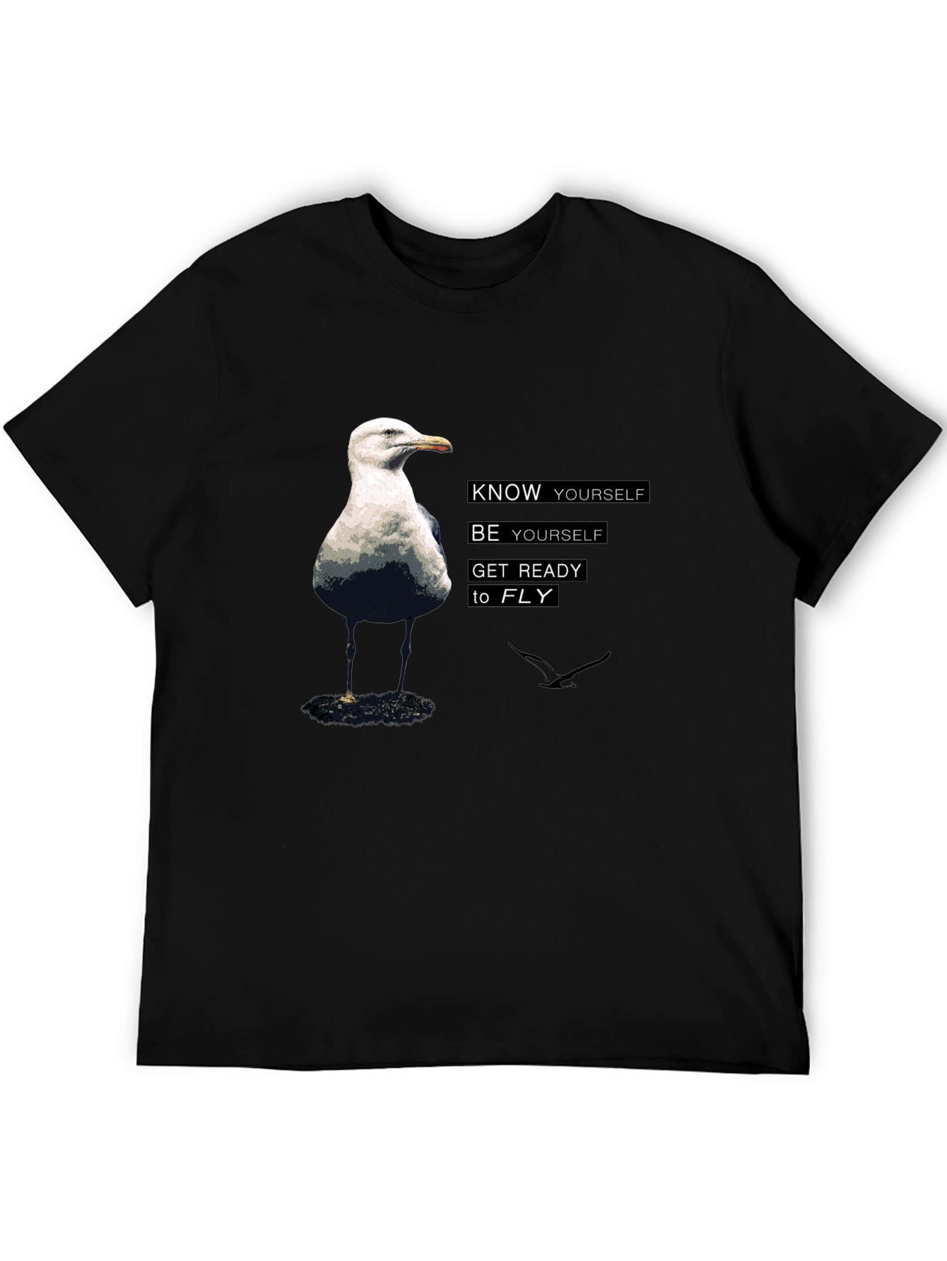 Know Yourself Bird Graphic Black T-Shirt