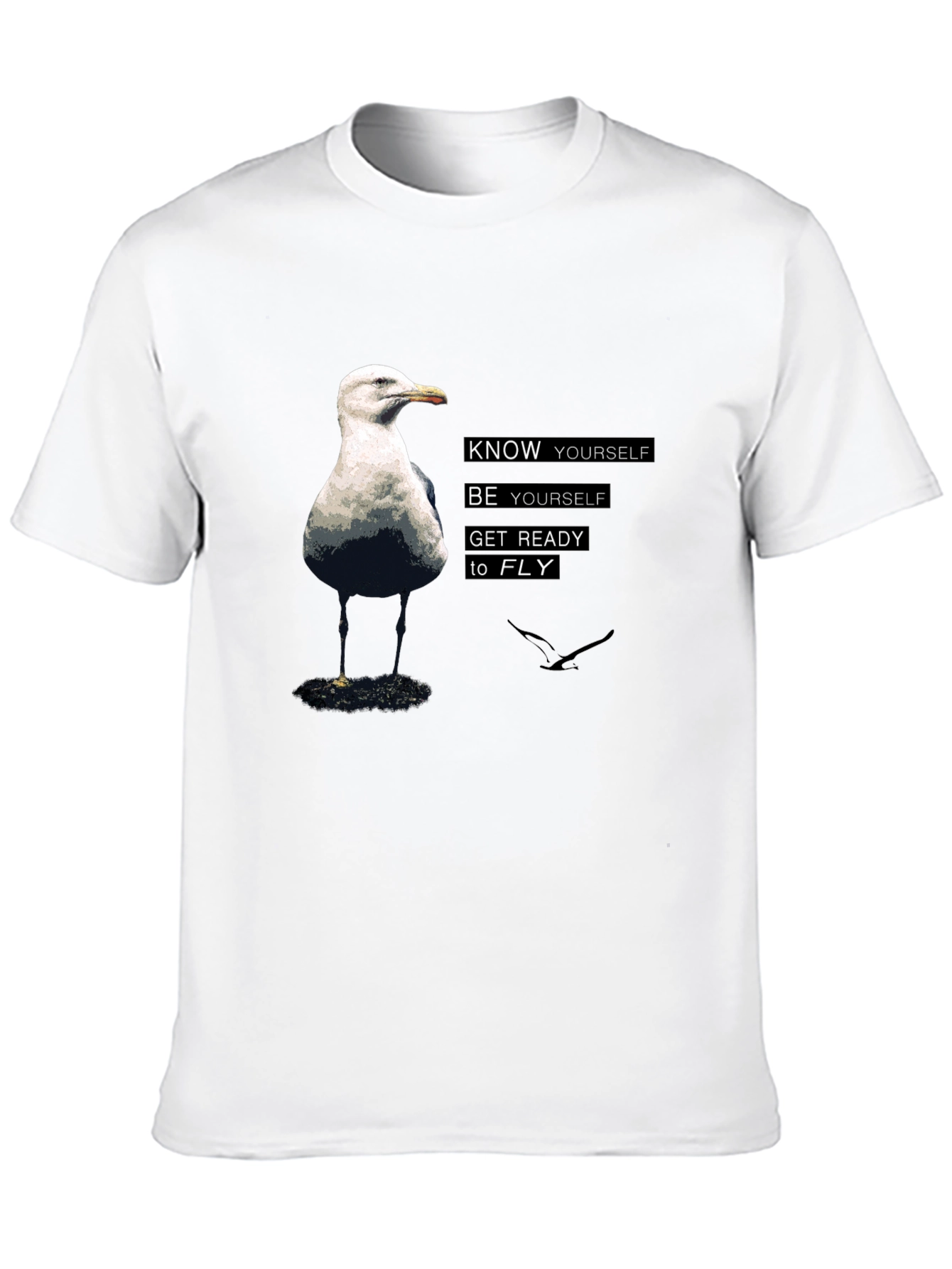 Know Yourself Bird Graphic Black T-Shirt