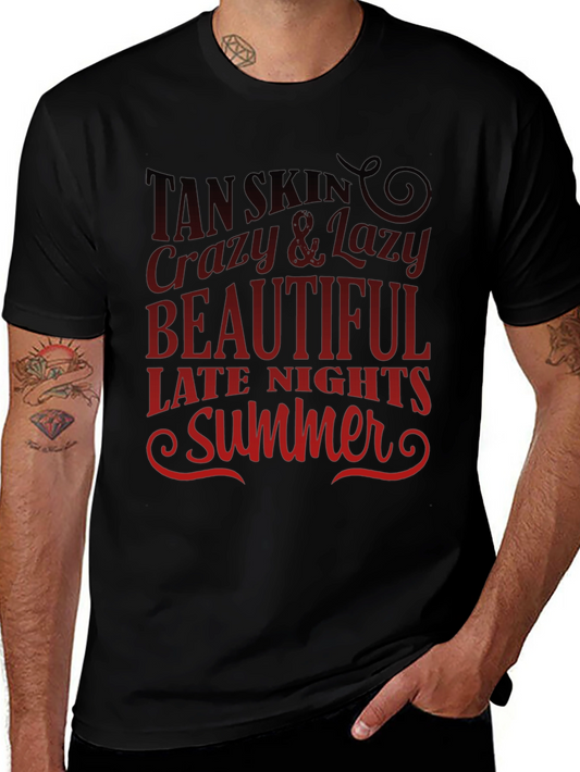 Tan Skin Summer Graphic Tee - Black Casual T-Shirt
