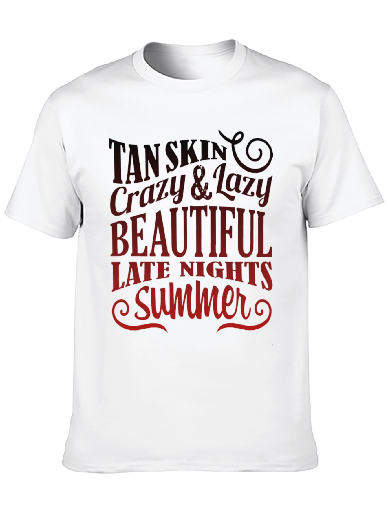 Tan Skin Summer Graphic Tee - Black Casual T-Shirt