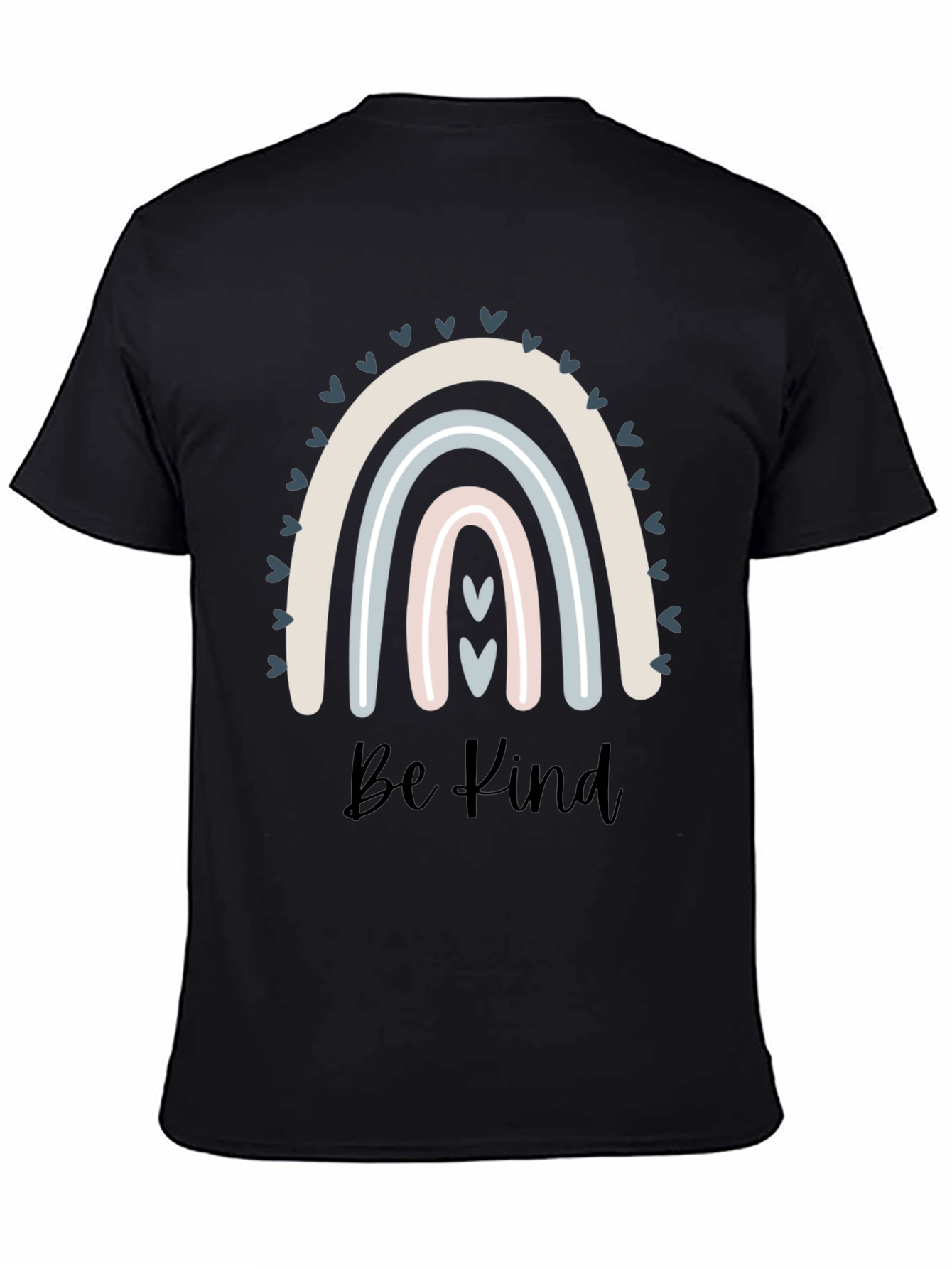 Be Kind Rainbow Graphic Tee - Black Cotton T-Shirt