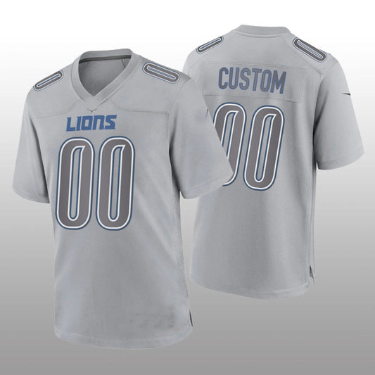 Custom1 Detroit Lions Gray Game Atmosphere Jerseys Stitched American Football Jerseys