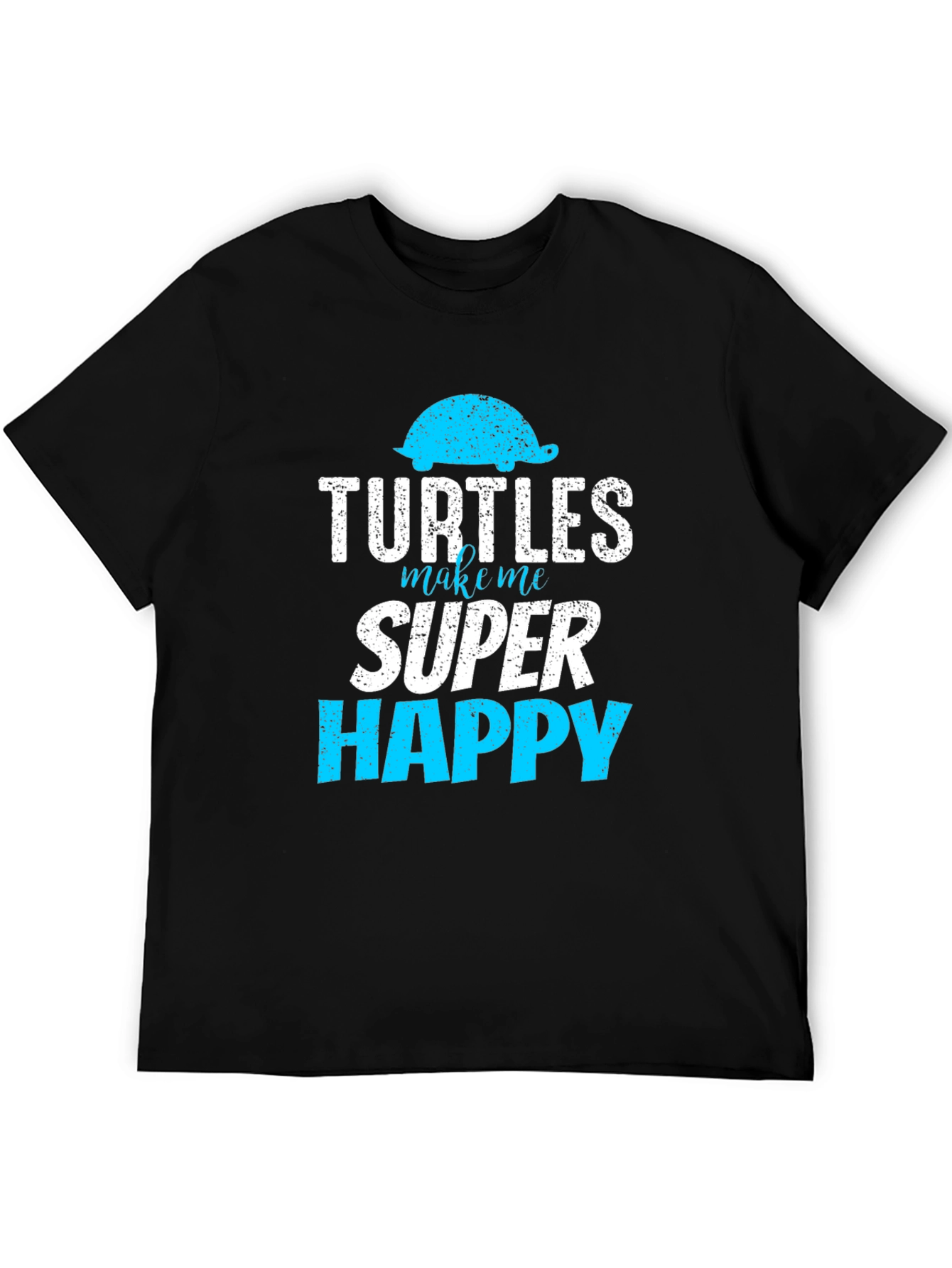 Turtles Make Me Super Happy Black Graphic T-Shirt
