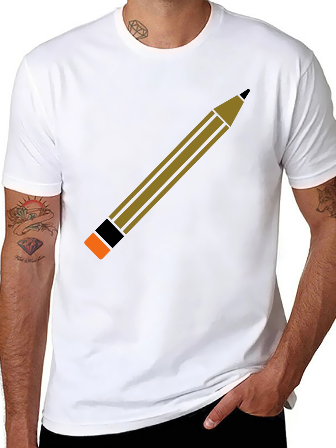 Pencil Graphic Black T-Shirt - Creative Design