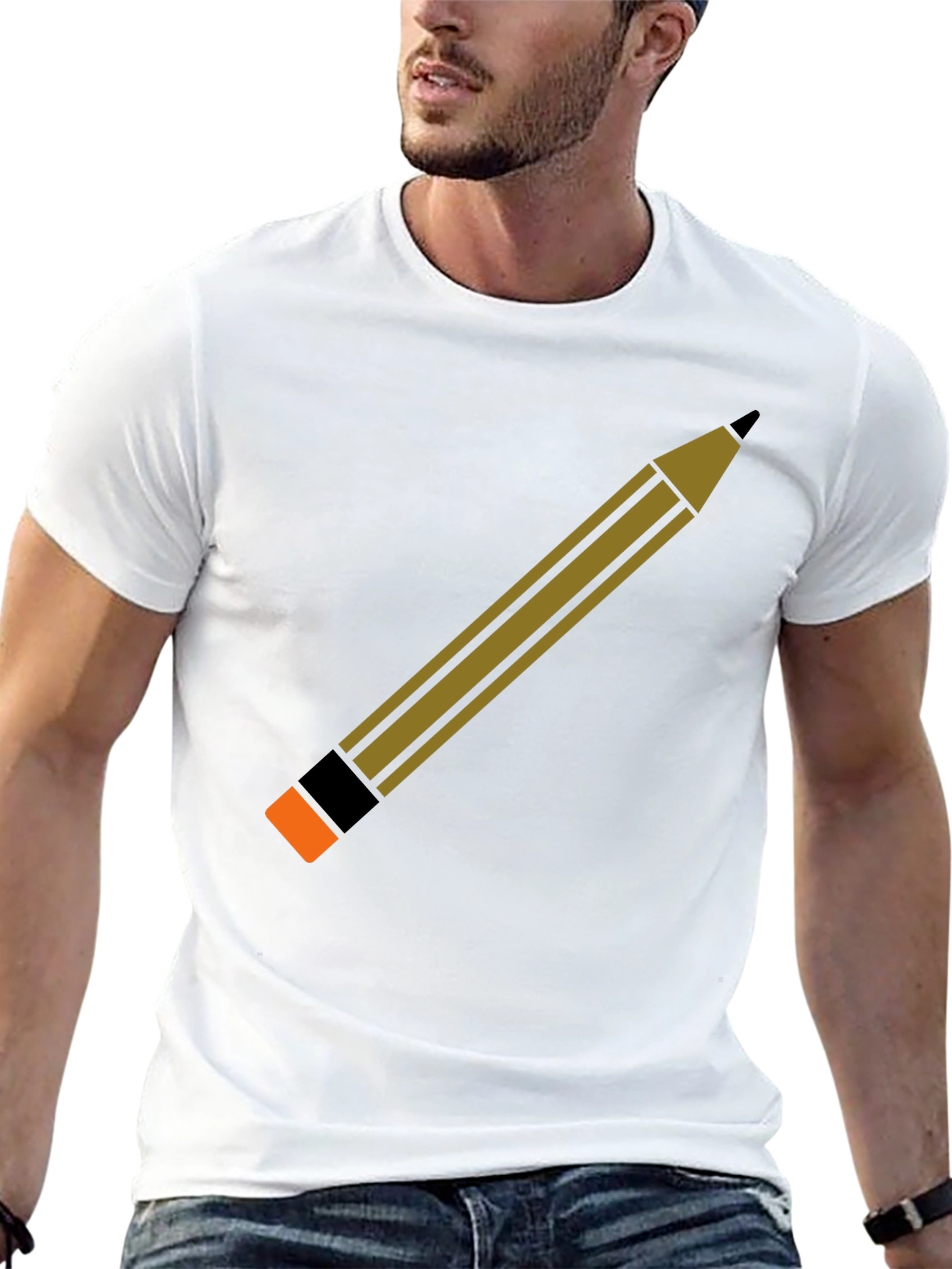 Pencil Graphic Black T-Shirt - Creative Design