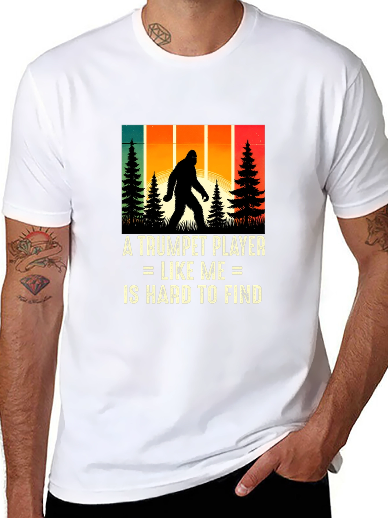 Trumpet Player Bigfoot Graphic Tee - Hard to Find