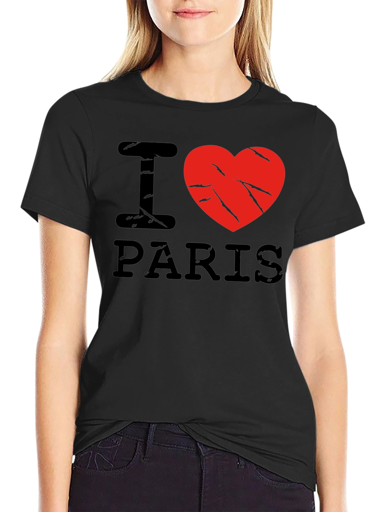 I Love Paris Black Graphic T-Shirt