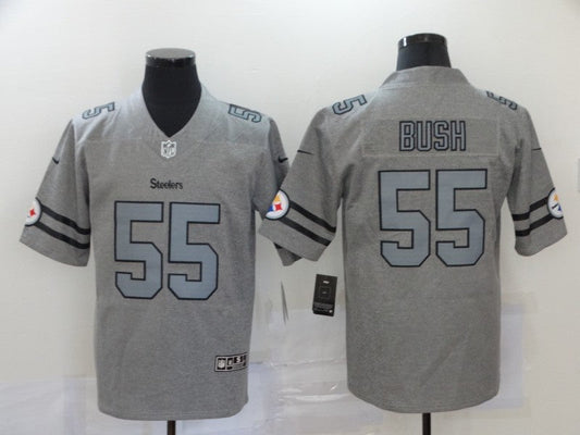 Men's Pittsburgh Steelers Devon Bush Jr. #55 Gray Game Jerseys