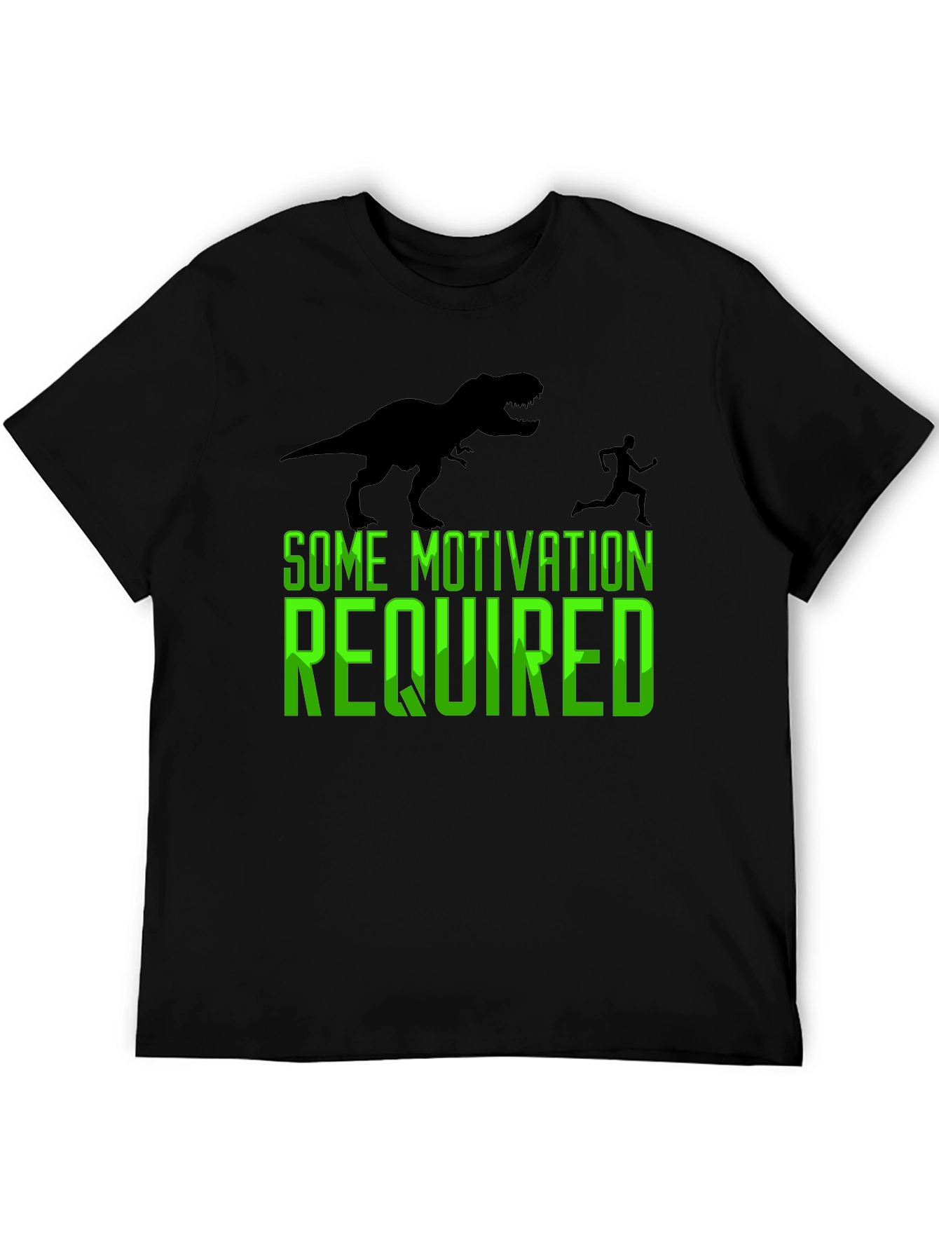 Motivation Required T-Rex Chasing Man Graphic Tee