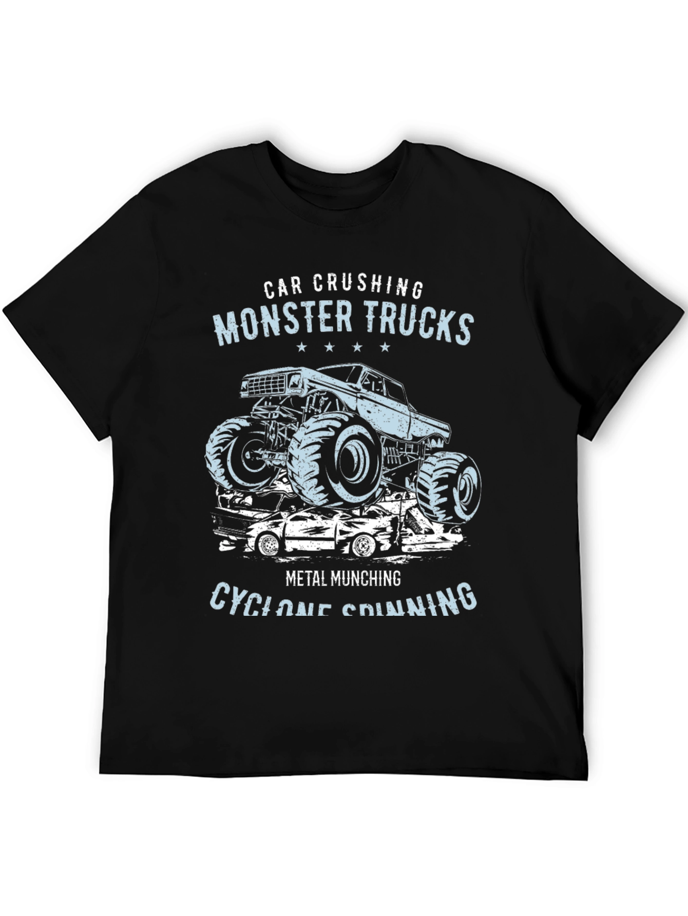 Monster Truck Crushing Cars Graphic Tee