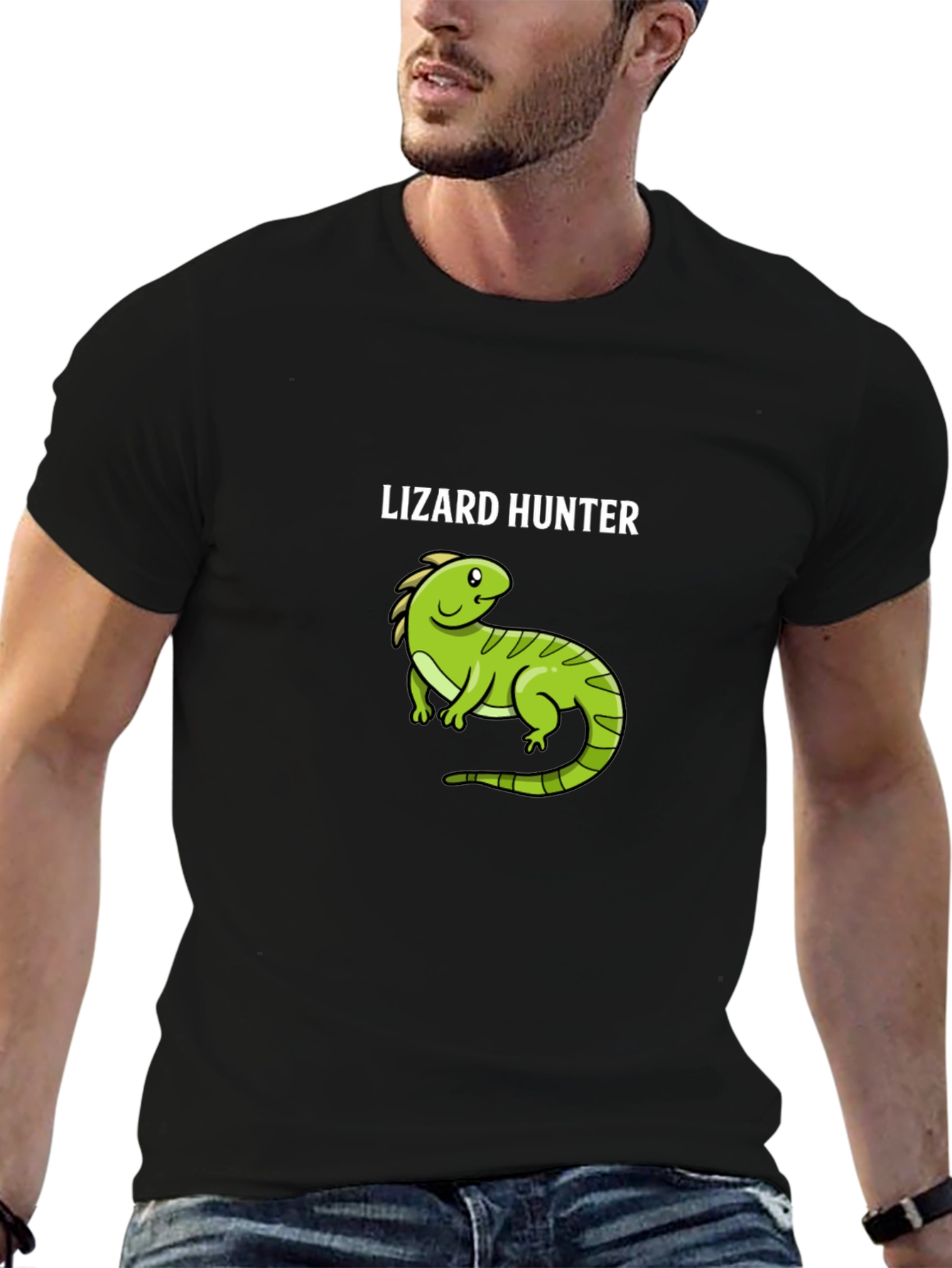 Lizard Hunter Graphic T-Shirt - Black Cotton Tee