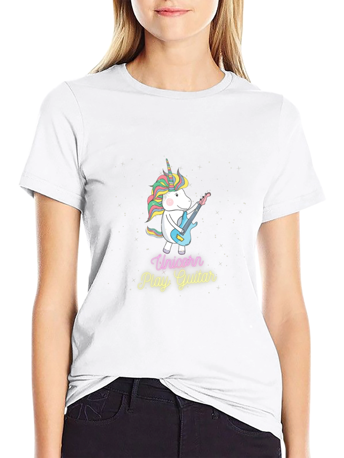 Unicorn Playing Guitar Graphic Tee