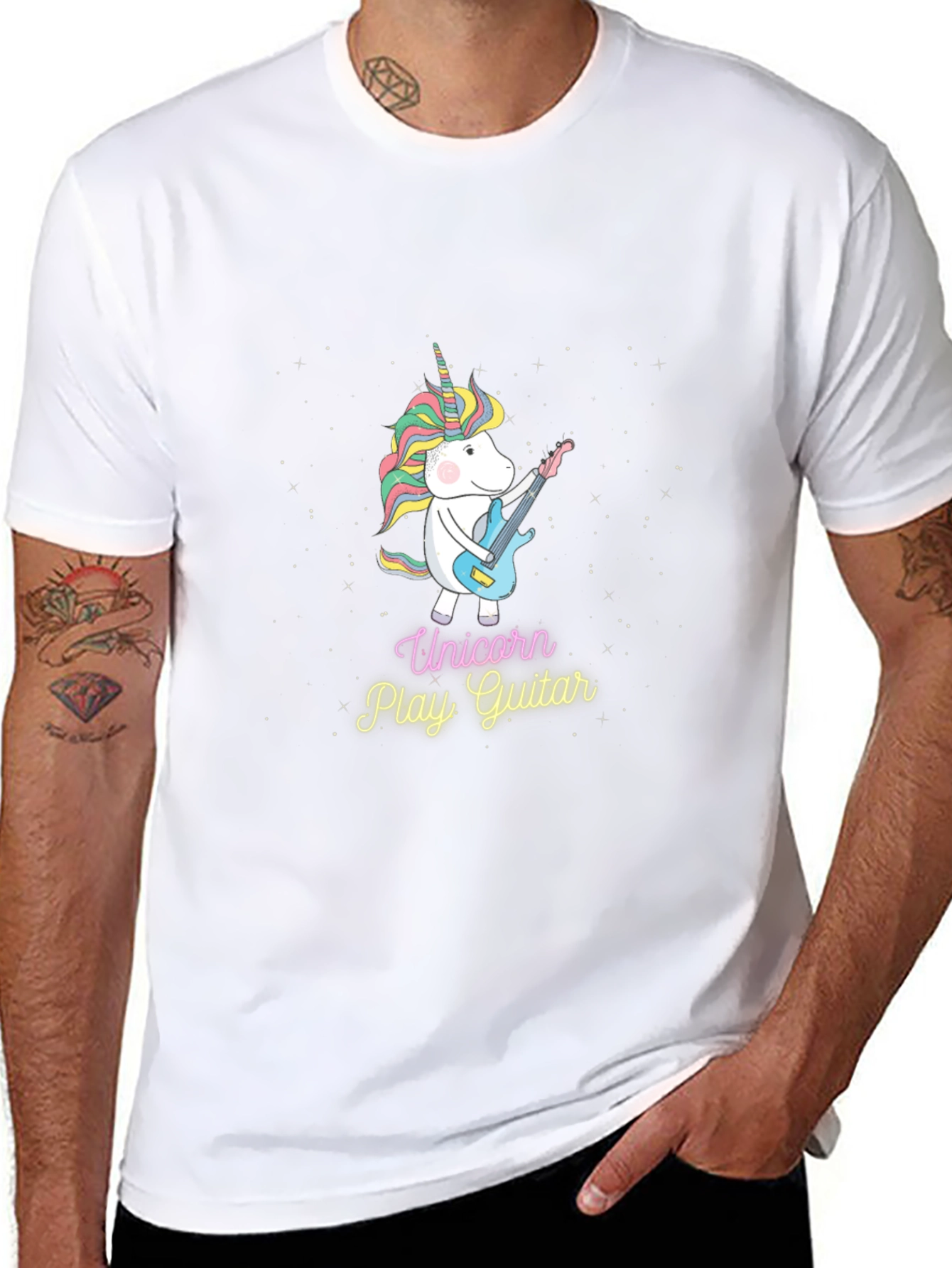 Unicorn Playing Guitar Graphic Tee