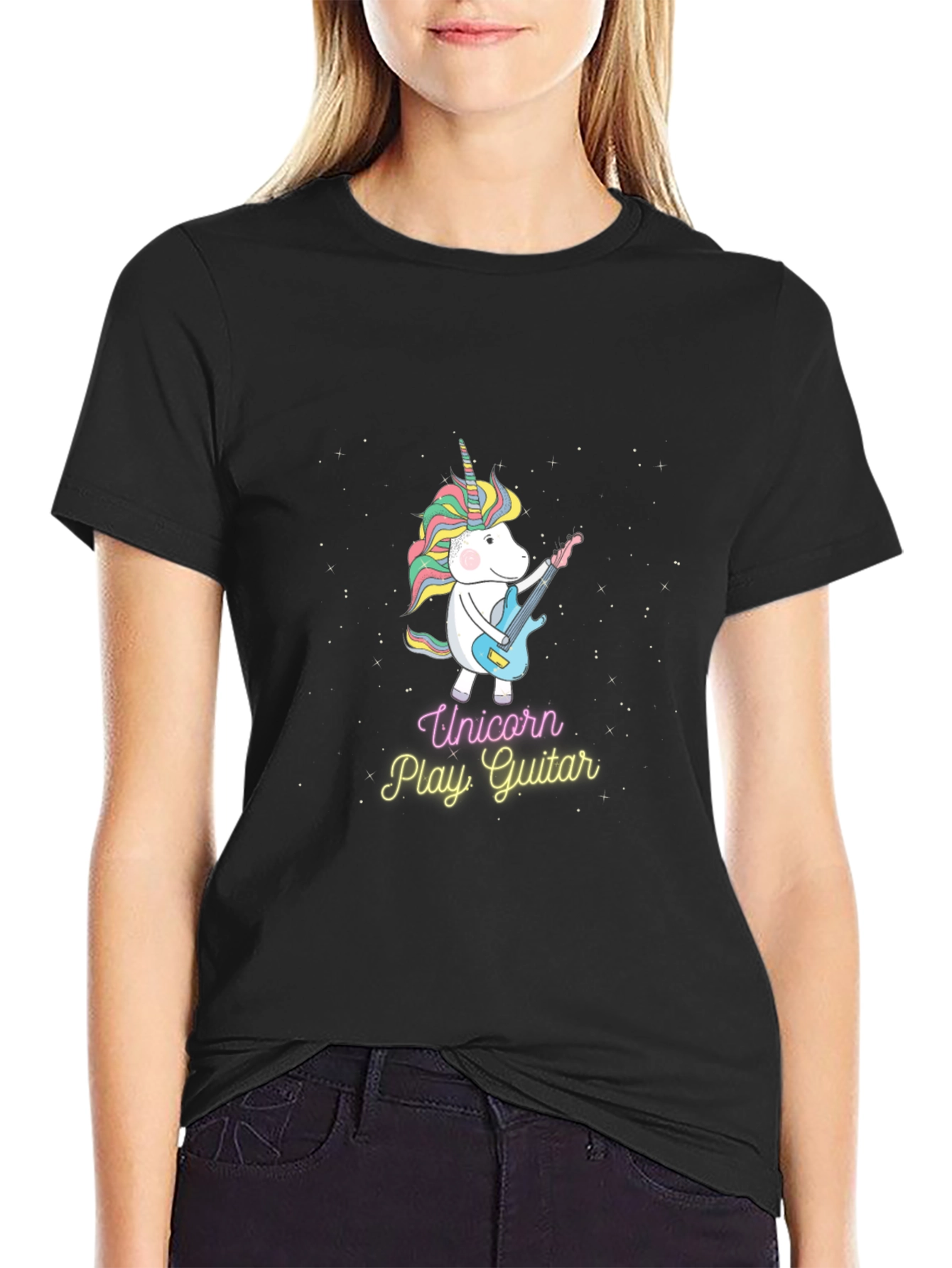 Unicorn Playing Guitar Graphic Tee