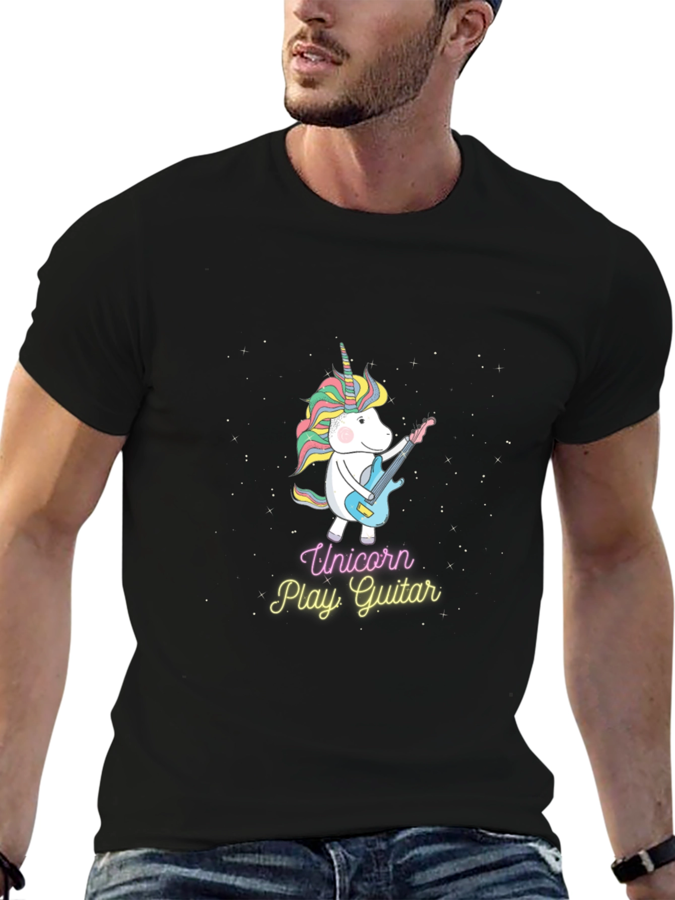 Unicorn Playing Guitar Graphic Tee