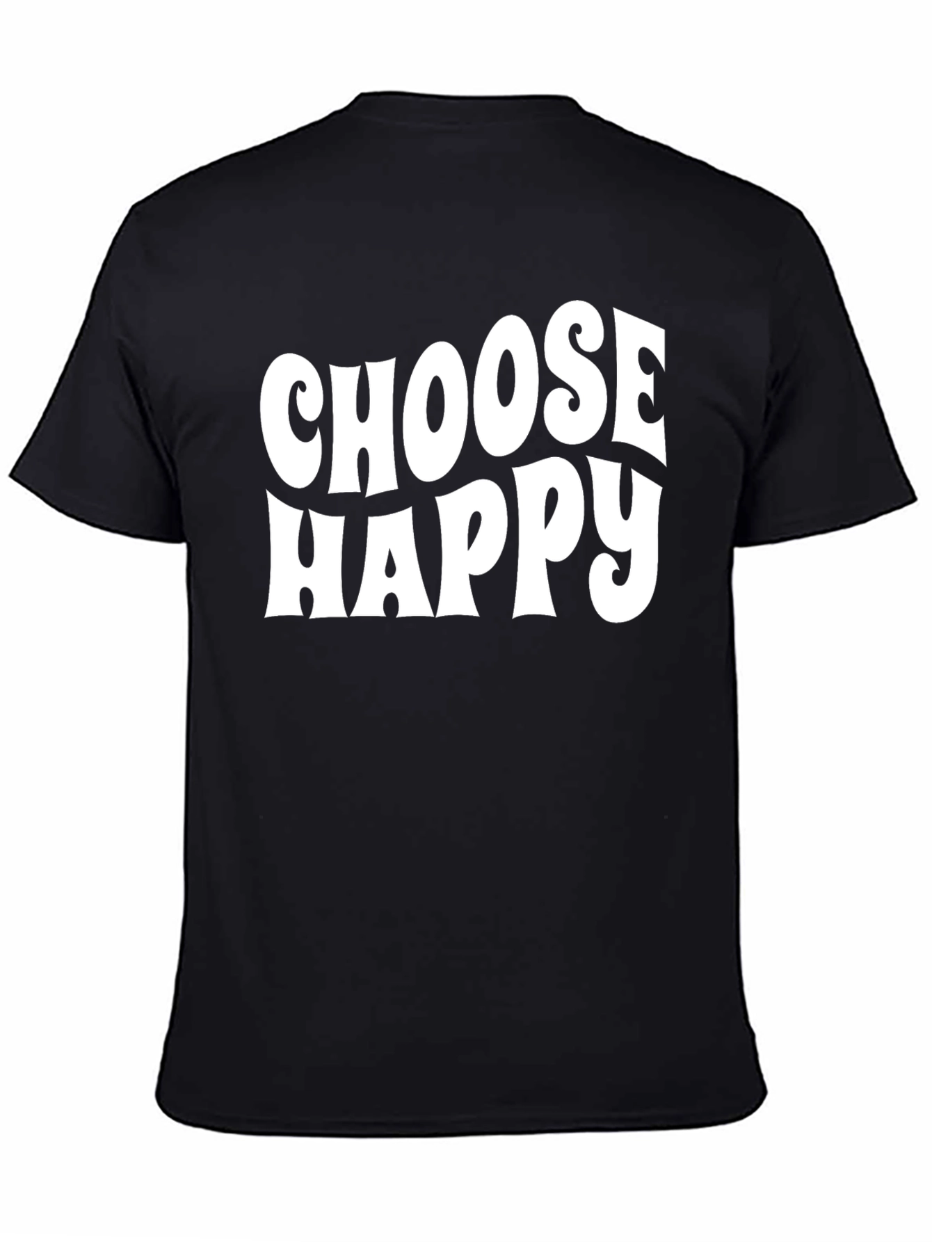 Choose Happy Graphic Tee - Black Cotton Casual T-Shirt