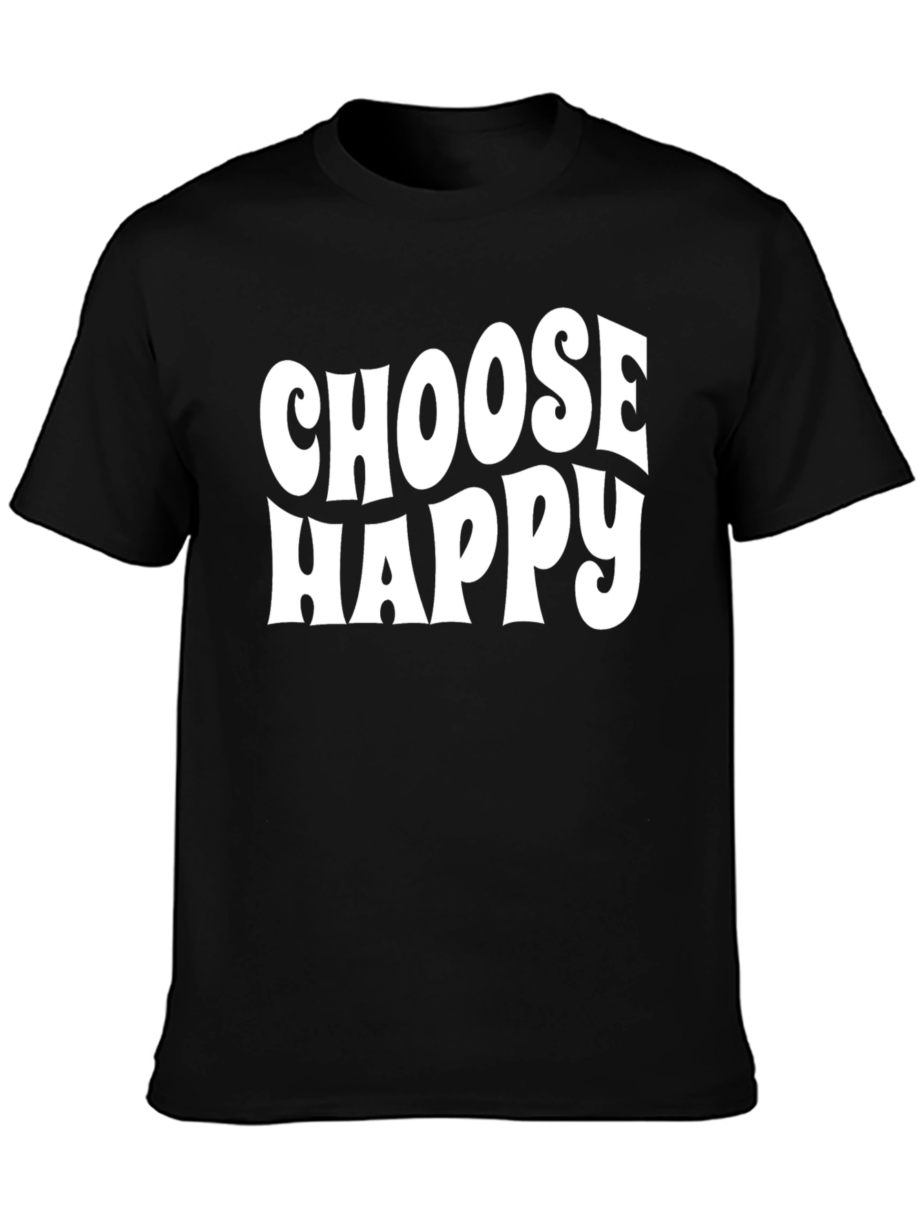Choose Happy Graphic Tee - Black Cotton Casual T-Shirt