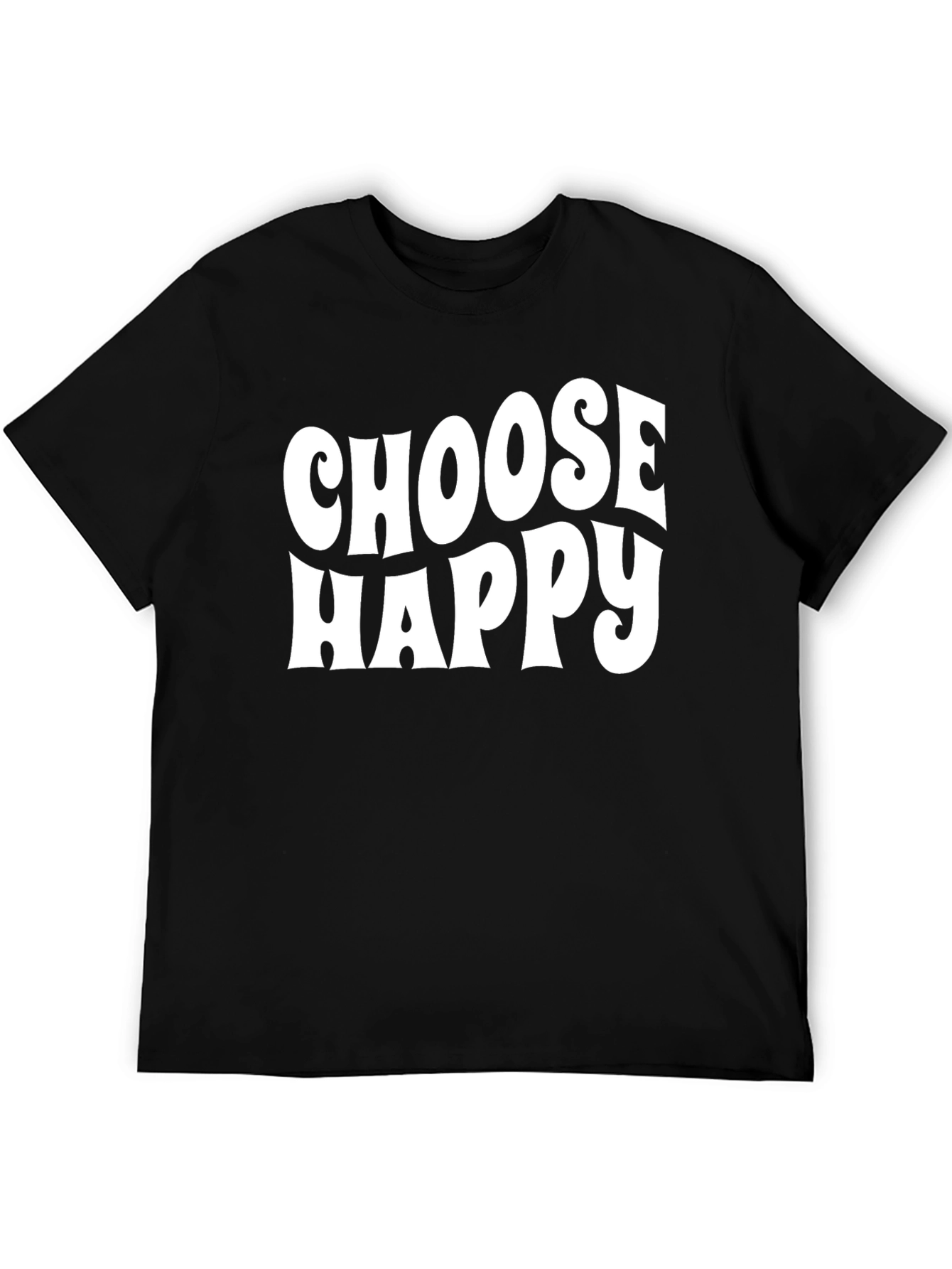 Choose Happy Graphic Tee - Black Cotton Casual T-Shirt
