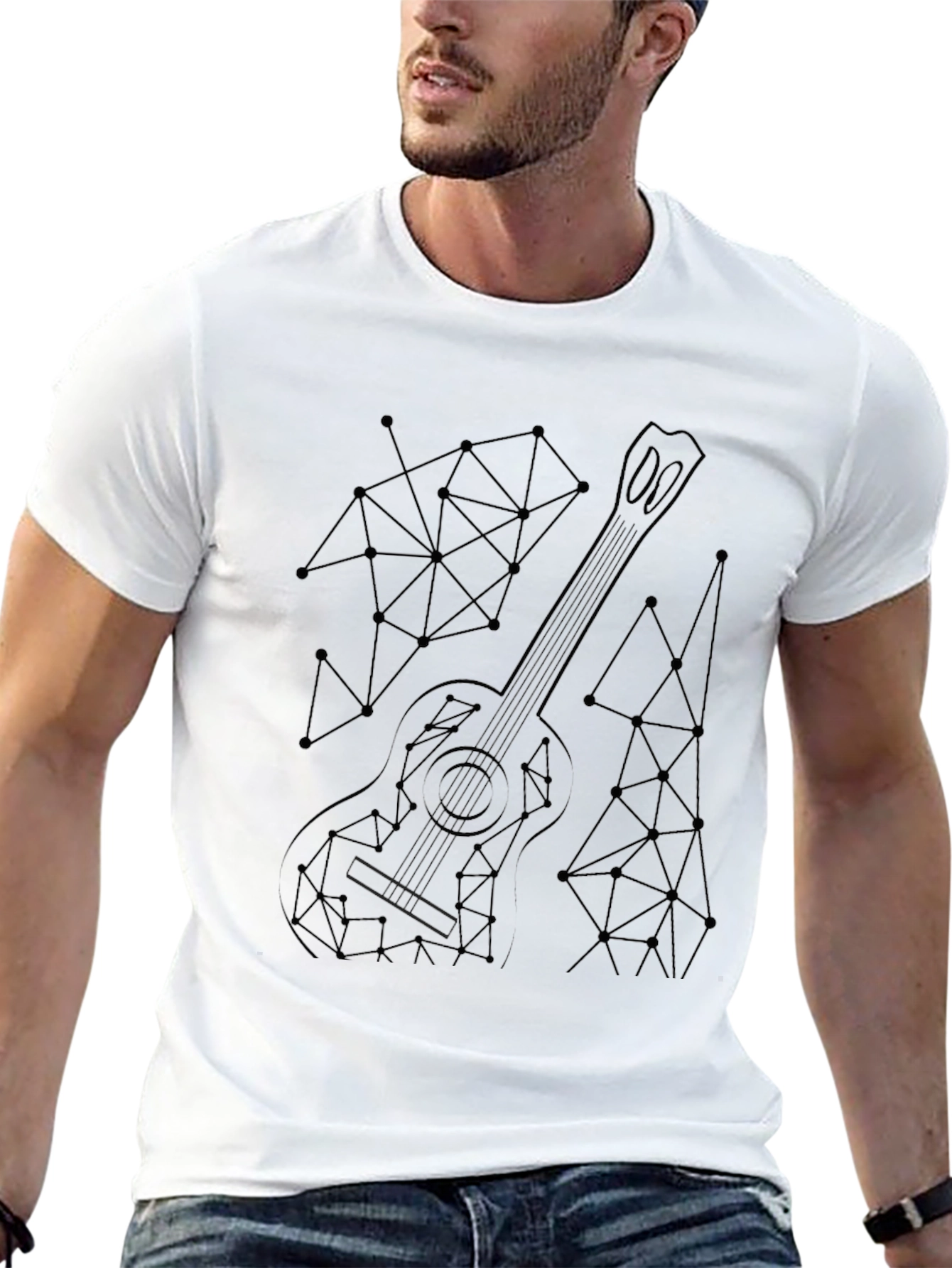 Geometric Guitar Black T-Shirt