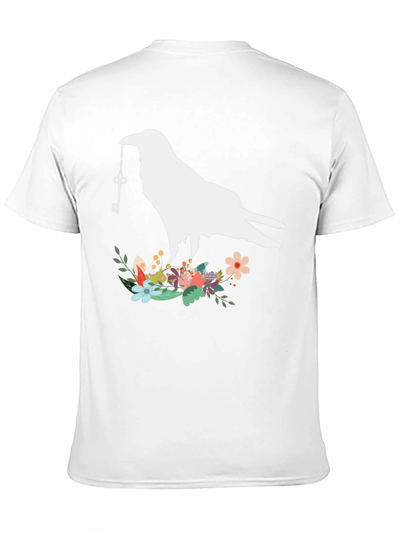 Raven Key T-Shirt - Floral Bird Tee
