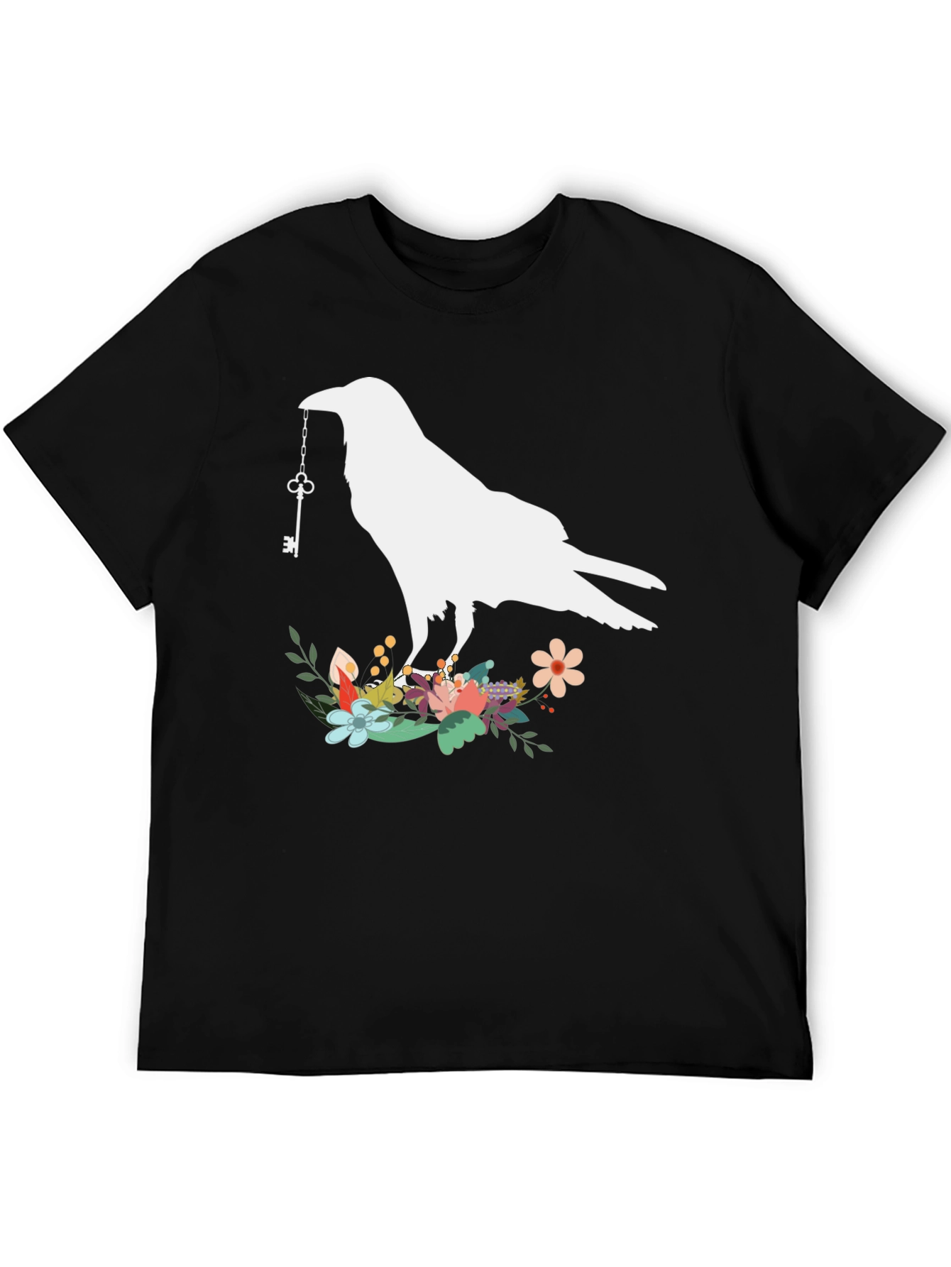 Raven Key T-Shirt - Floral Bird Tee