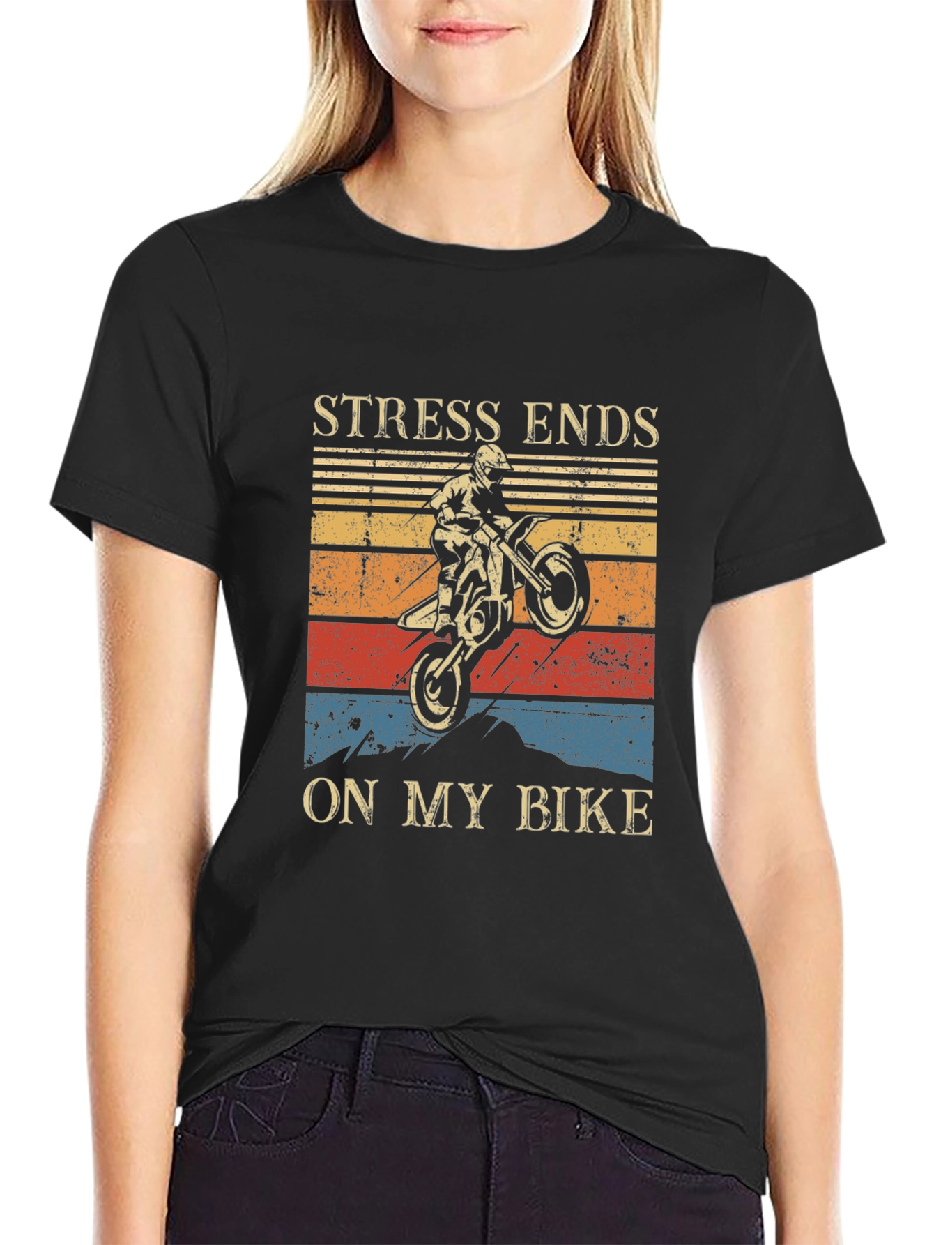Stress Ends On My Bike Graphic Tee