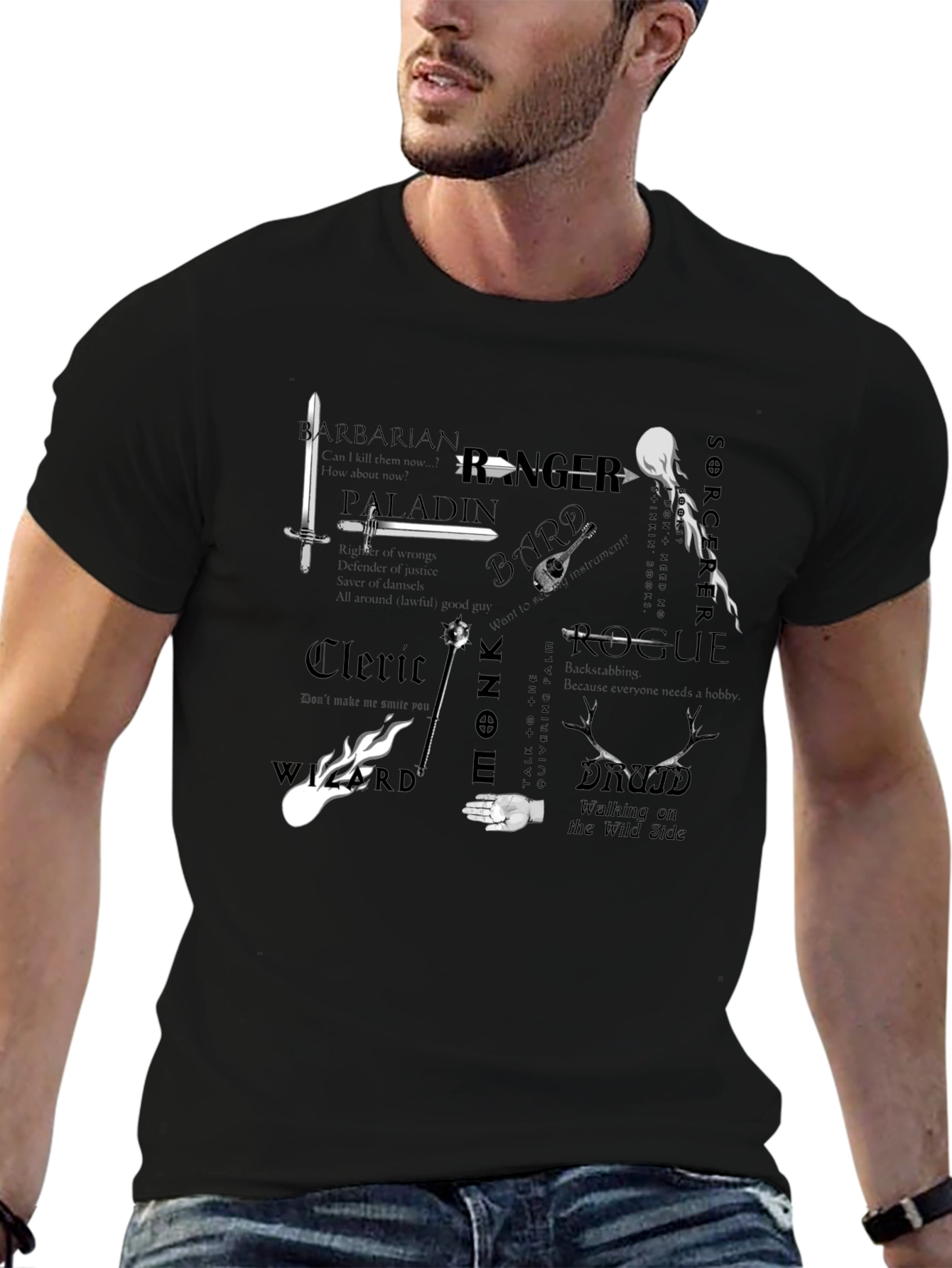 D&D Class T-Shirt: Barbarian Paladin Rogue & More