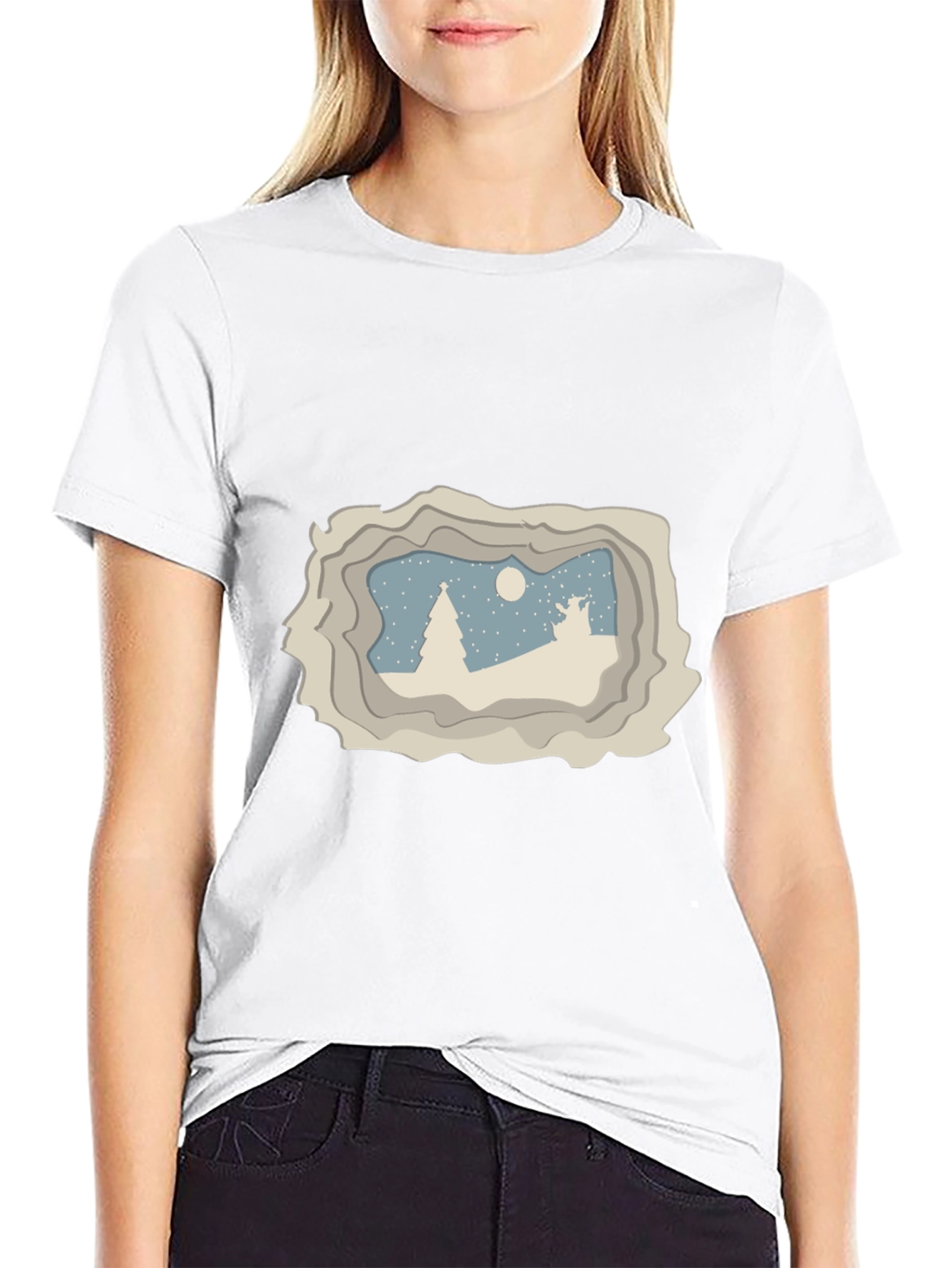 Winter Scene Graphic Tee - Black