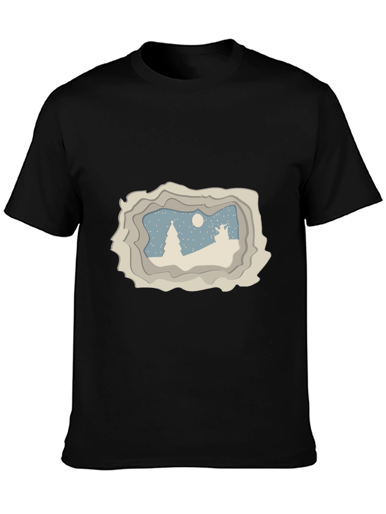 Winter Scene Graphic Tee - Black