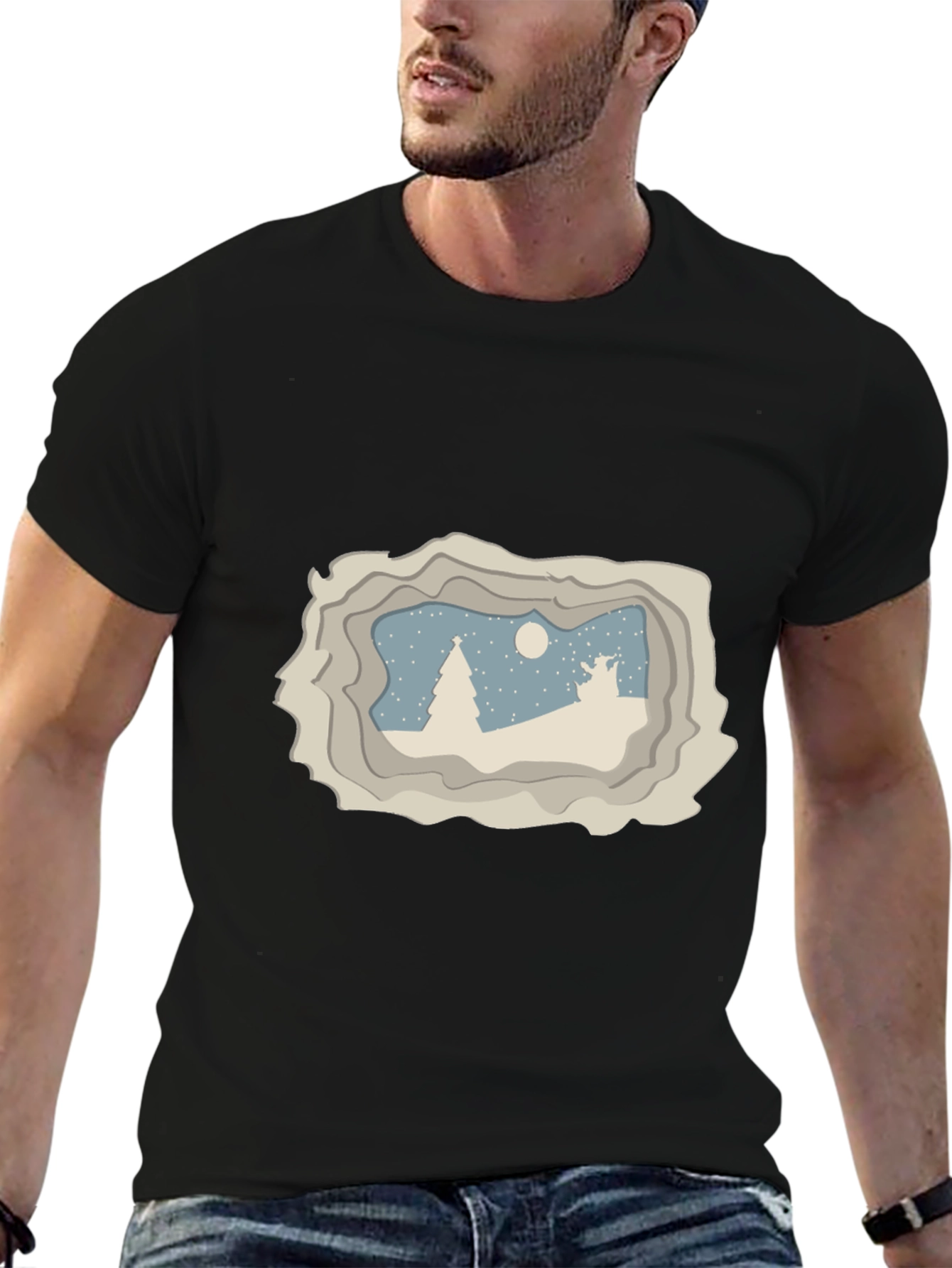 Winter Scene Graphic Tee - Black