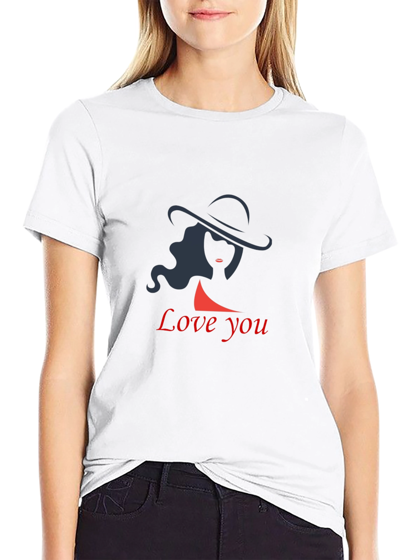 Love You Graphic Print Black T-Shirt