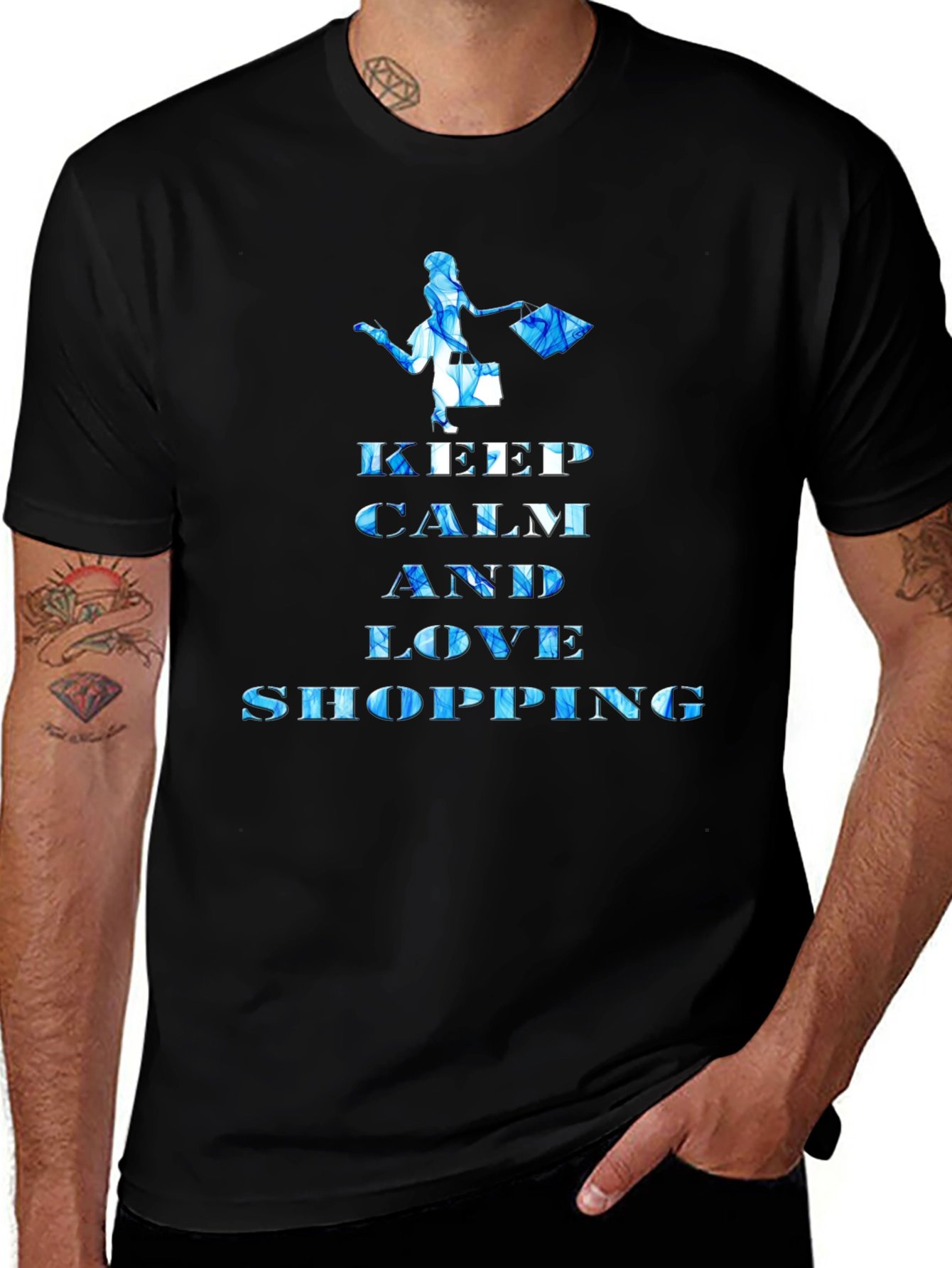Keep Calm and Love Shopping Black T-Shirt