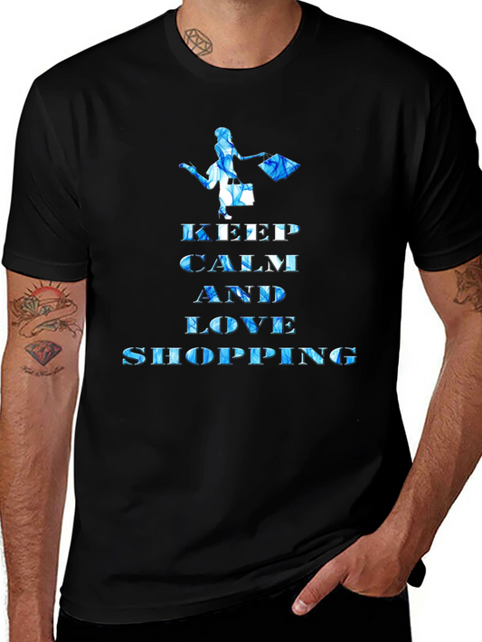 Keep Calm and Love Shopping Black T-Shirt