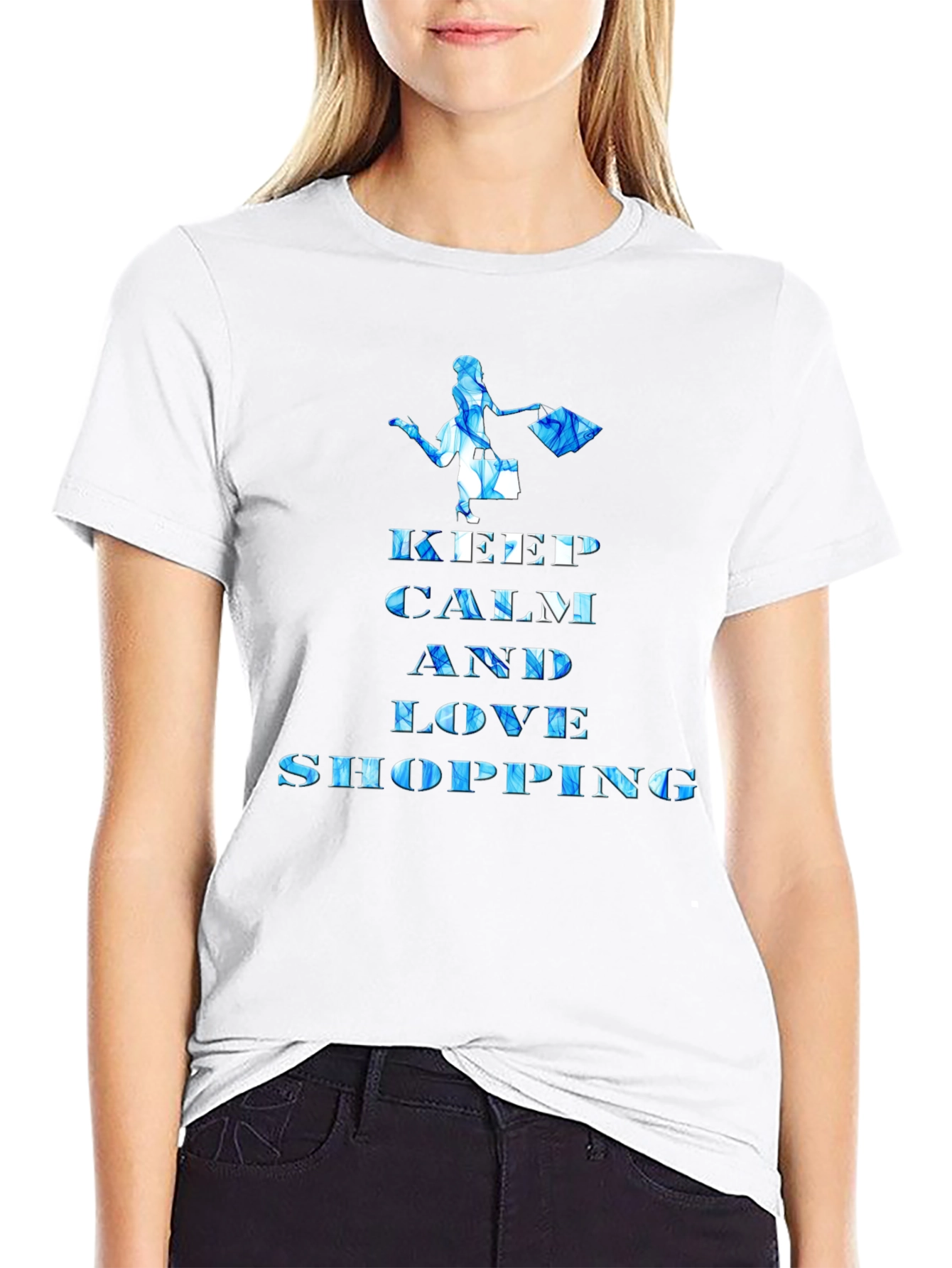 Keep Calm and Love Shopping Black T-Shirt